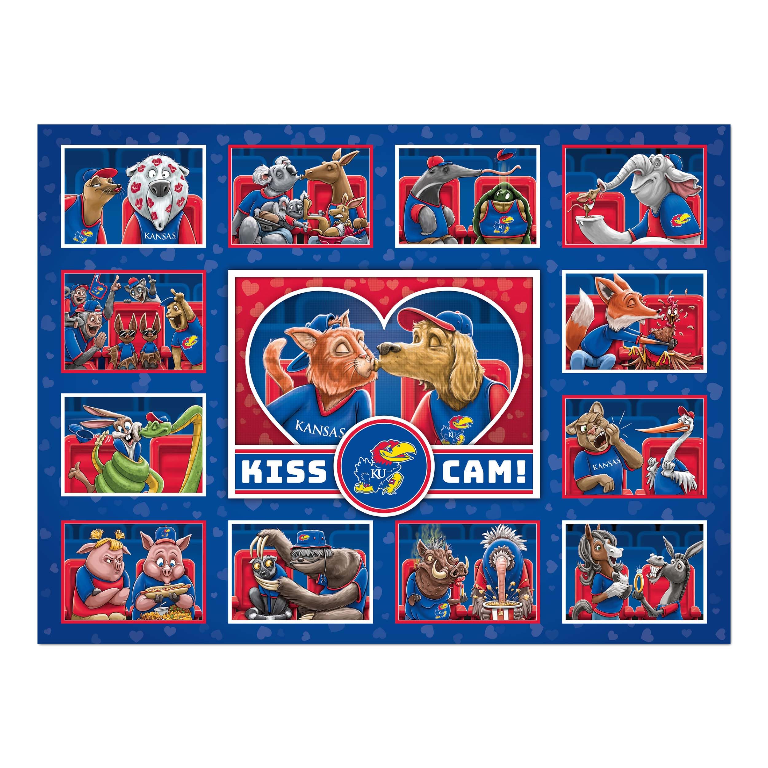 YouTheFan NCAA Kansas Jayhawks Kiss Cam 500pc Puzzle - Sports Collectibles, Sports Memorabilia, Sports Fan Shop, Sports Gifts