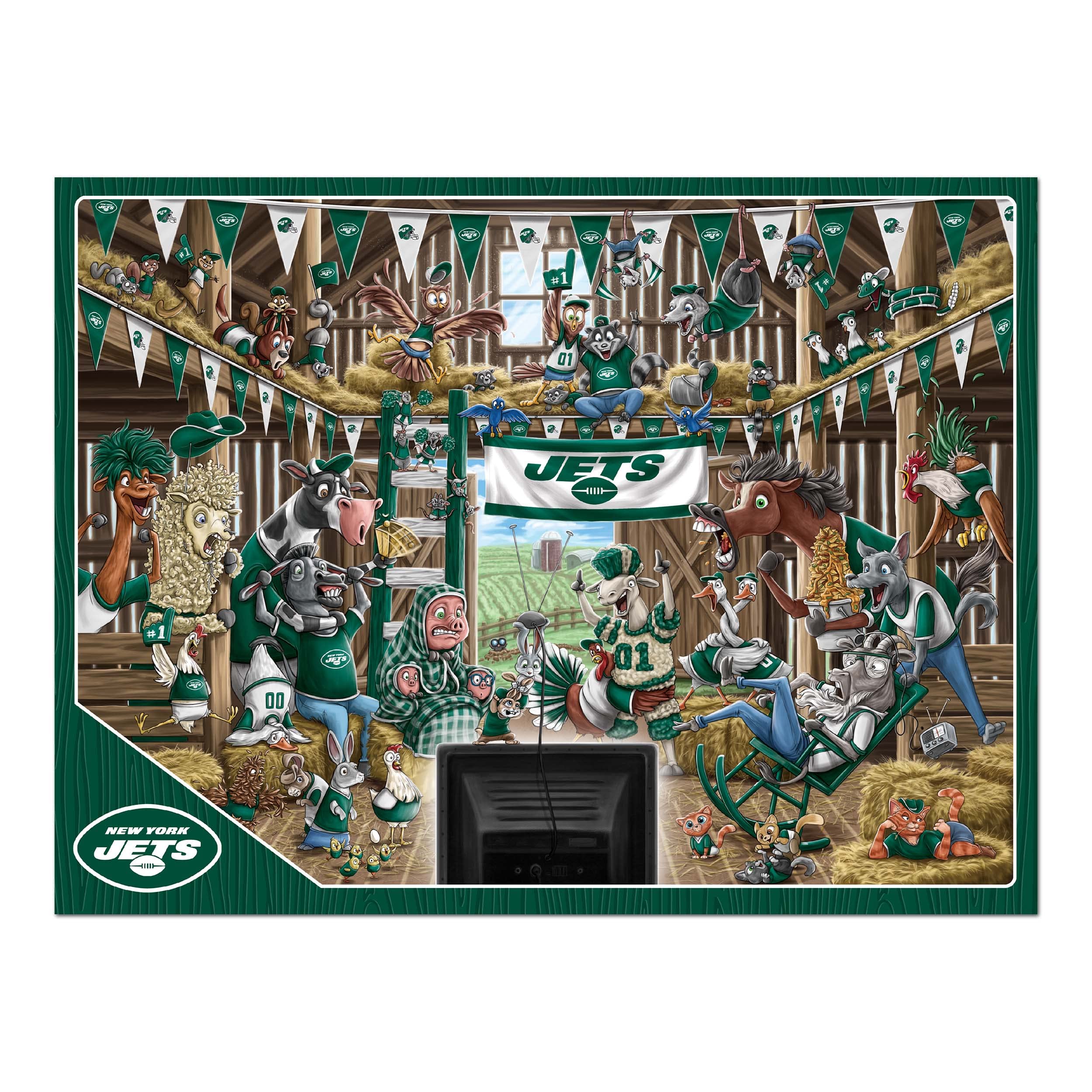 YouTheFan NFL New York Jets Barnyard Fans 500pc Puzzle - Sports Gifts, Sports Memorabilia, Sports Collectibles, Fan Shop