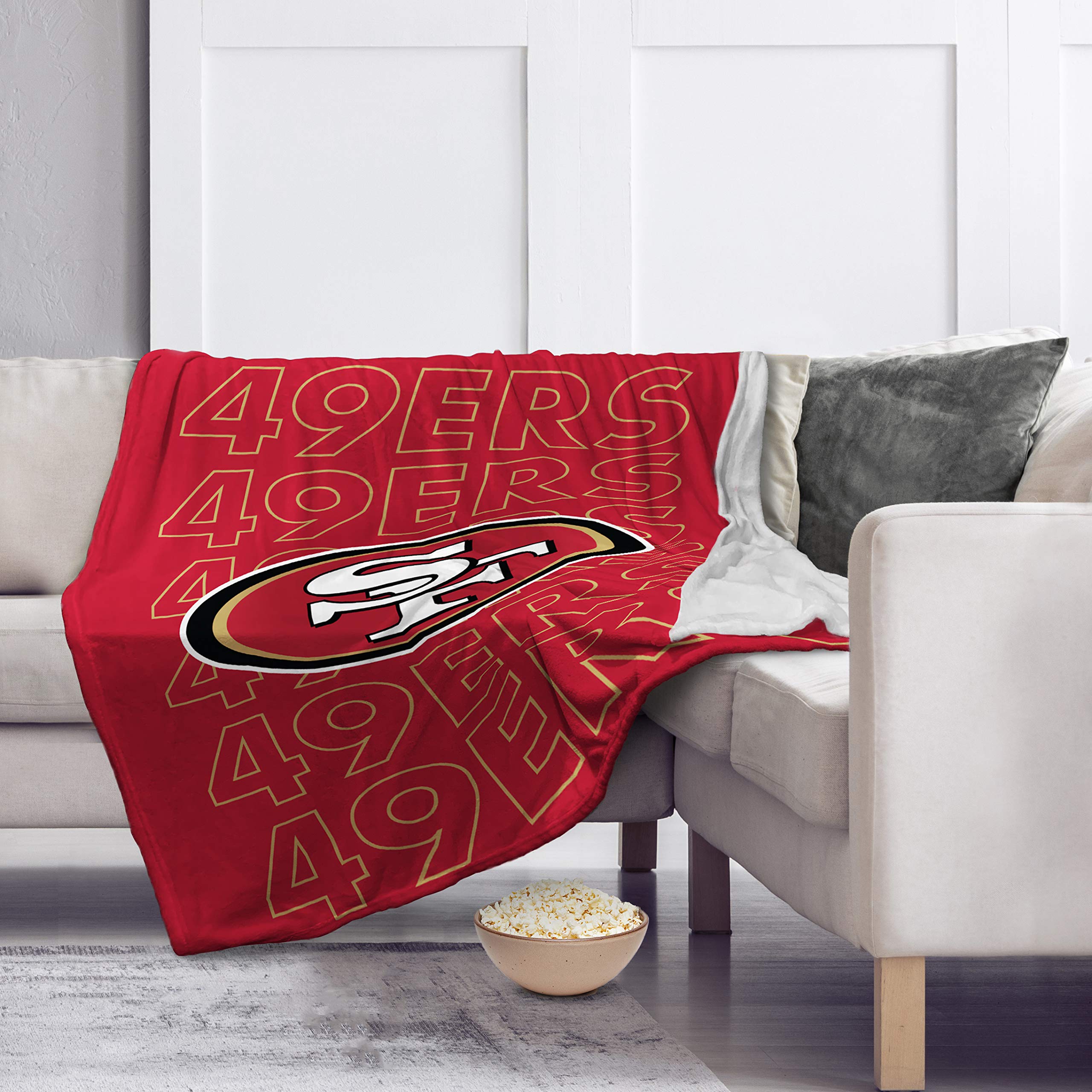 Pegasus Sports NFL Echo Team Wordmark Plush Blanket- San Francisco 49ers, Team Color, 60x70 - Sports Gifts, Sports Memorabilia, Sports Collectibles, Fan Shop