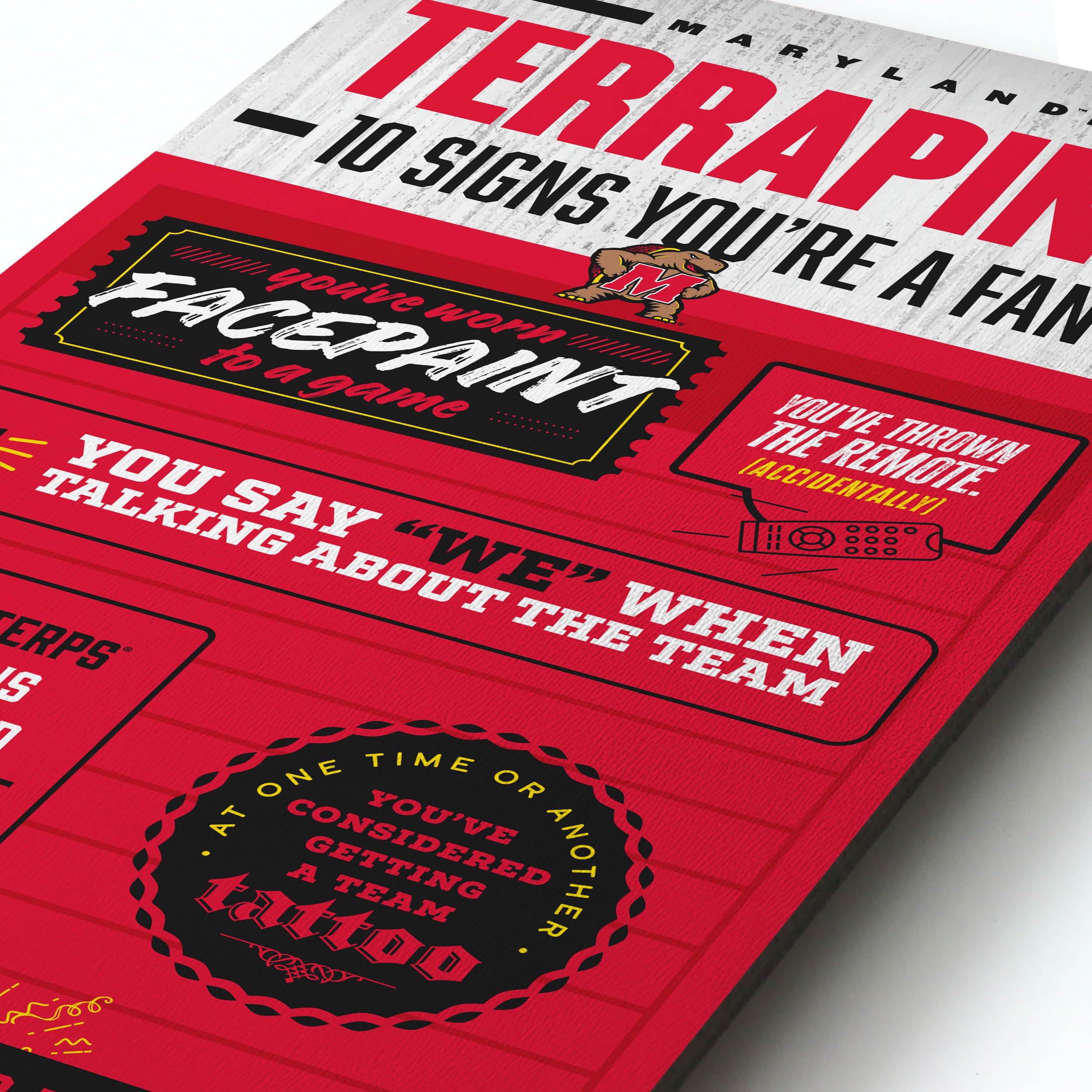 YouTheFan Officially-licensed NCAA Maryland Terrapins 6x19 Top 10 Signs Banner - humorous descriptions - fun sports fan phrases, original design, indoor team wall decor fan gift - Sports Collectibles, Sports Memorabilia, Sports Fan Shop, Sports Gifts