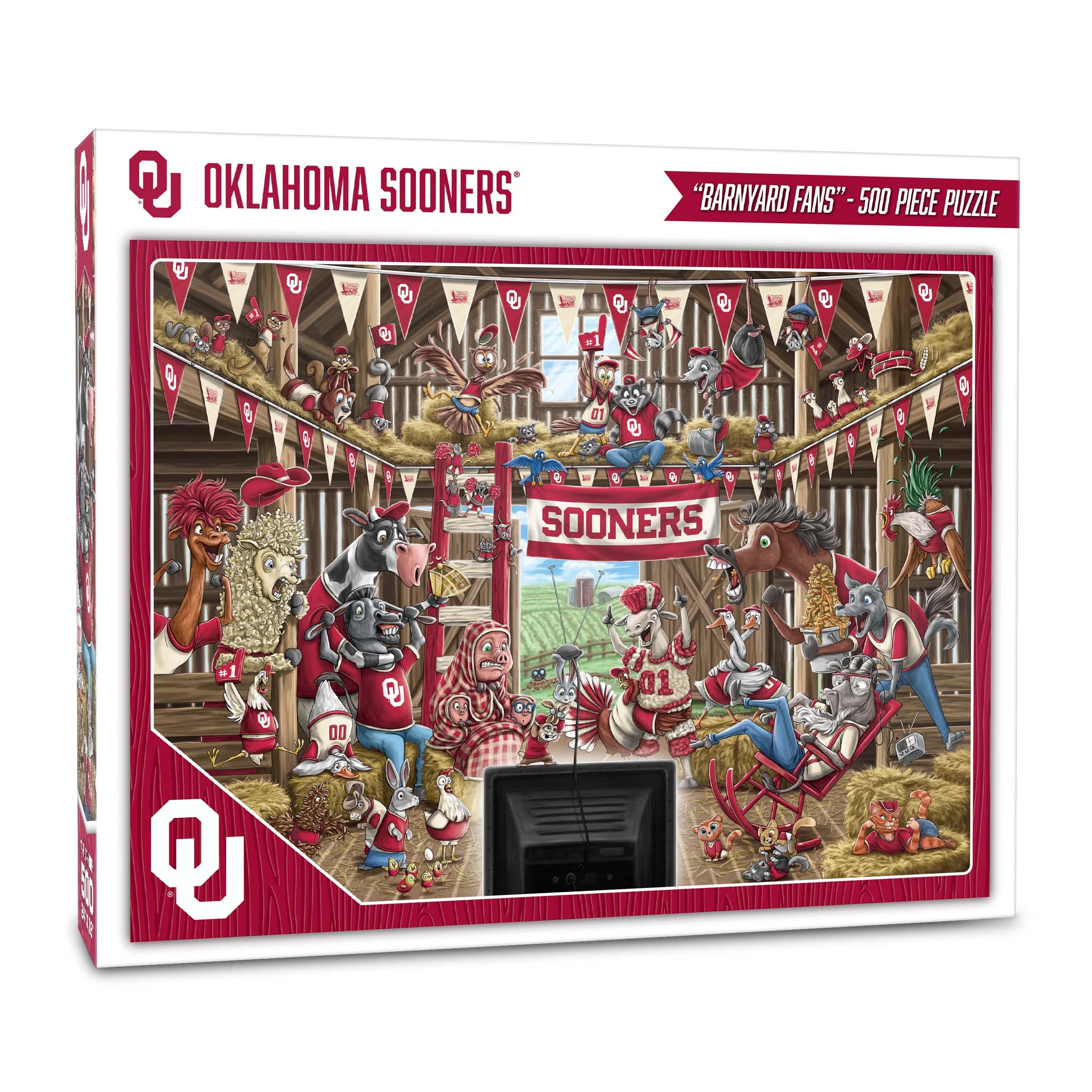 YouTheFan NCAA Oklahoma Sooners Barnyard Fans 500pc Puzzle - Sports Collectibles, Sports Memorabilia, Sports Fan Shop, Sports Gifts