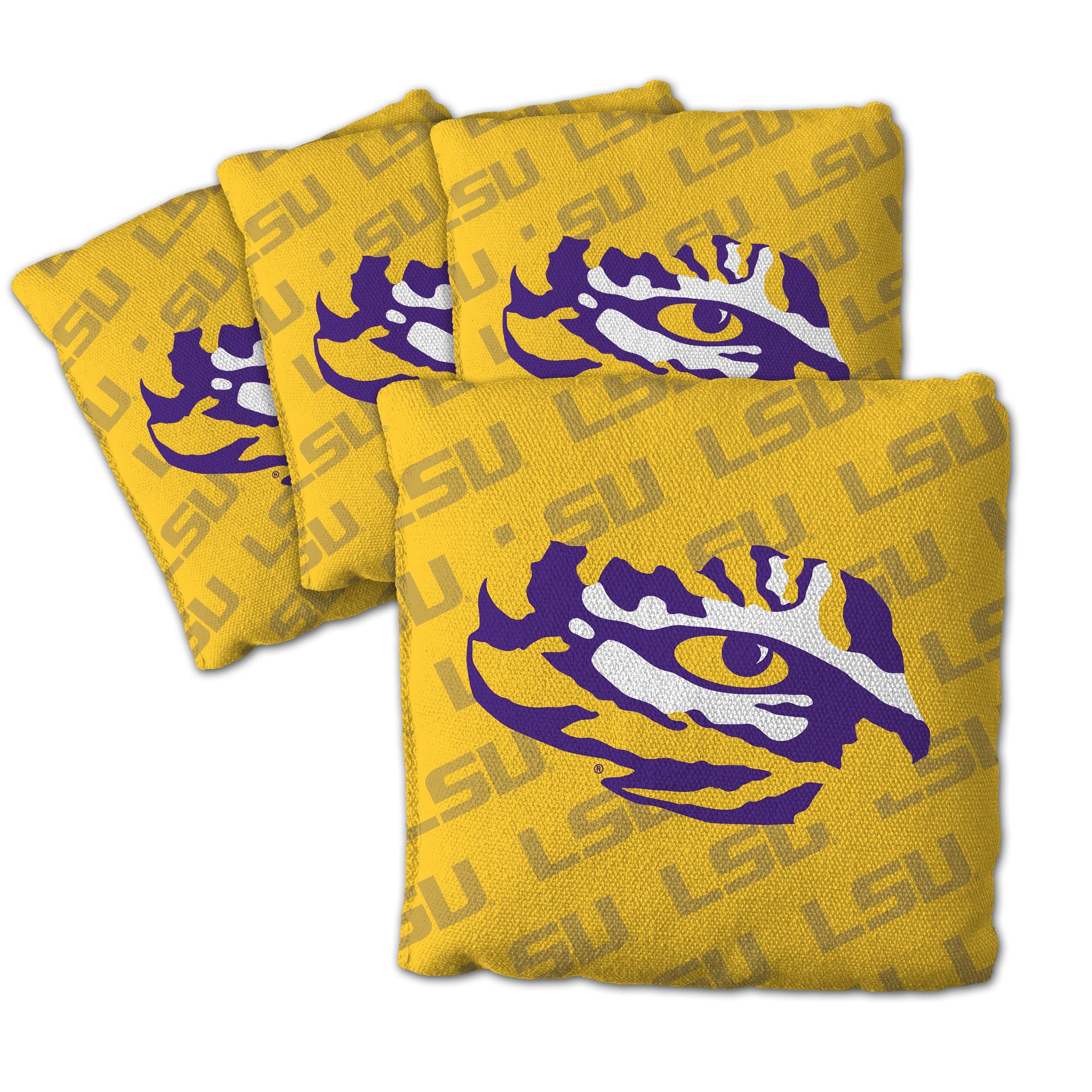 YouTheFan NCAA LSU Tigers Cornhole Bags - 4PK - Yellow - Sports Collectibles, Sports Memorabilia, Sports Fan Shop, Sports Gifts
