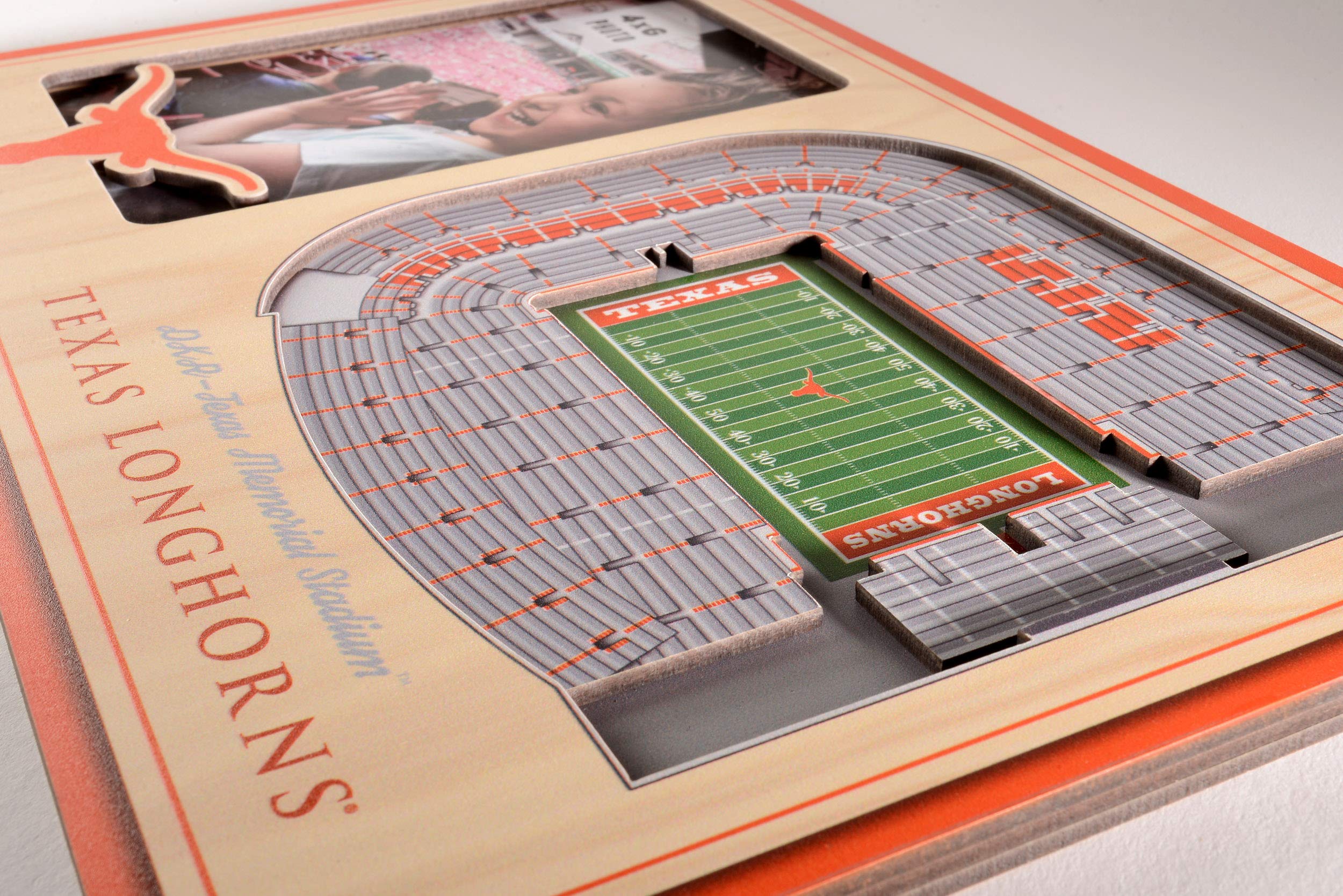 YouTheFan NCAA Texas Longhorns 3D StadiumView Picture Frame - Darrell K Royal–Texas Memorial Stadium, 12" x 8" - Sports Collectibles, Sports Memorabilia, Sports Fan Shop, Sports Gifts