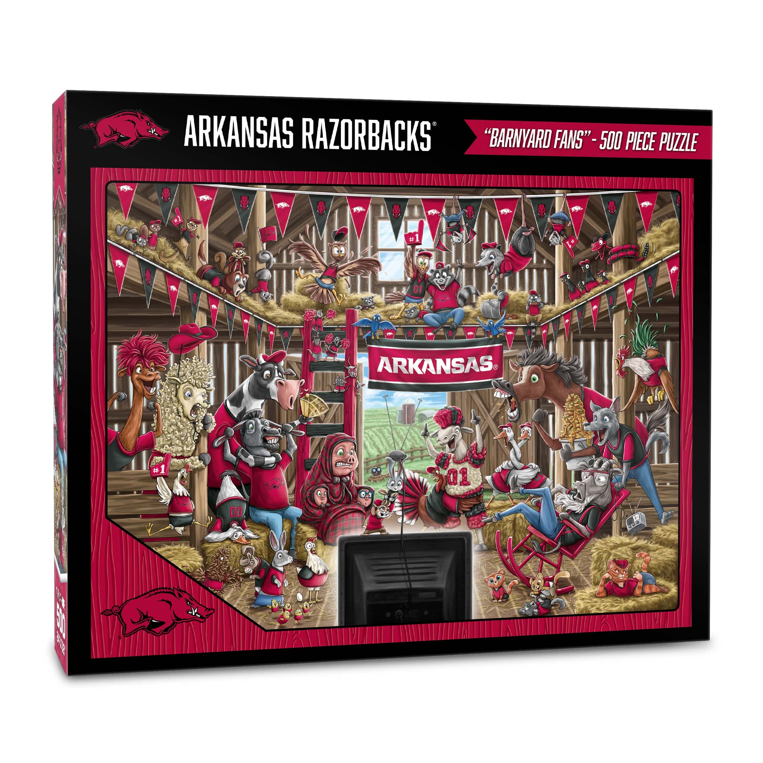 YouTheFan NCAA Arkansas Razorbacks Barnyard Fans 500pc Puzzle - Sports Collectibles, Sports Memorabilia, Sports Fan Shop, Sports Gifts