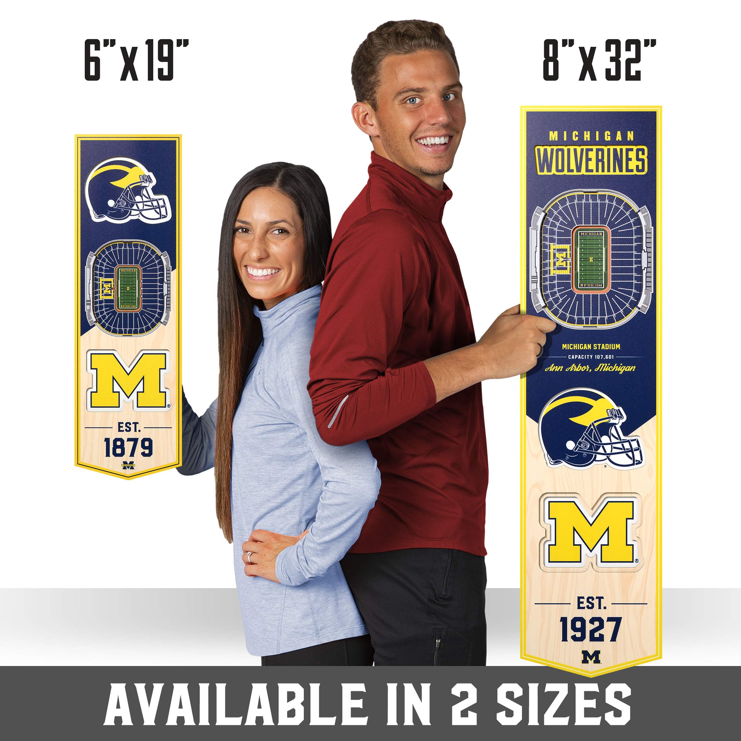 YouTheFan NCAA Michigan Wolverines 3D Stadium 8x32 Banner - Michigan Stadium - Sports Collectibles, Sports Memorabilia, Sports Fan Shop, Sports Gifts