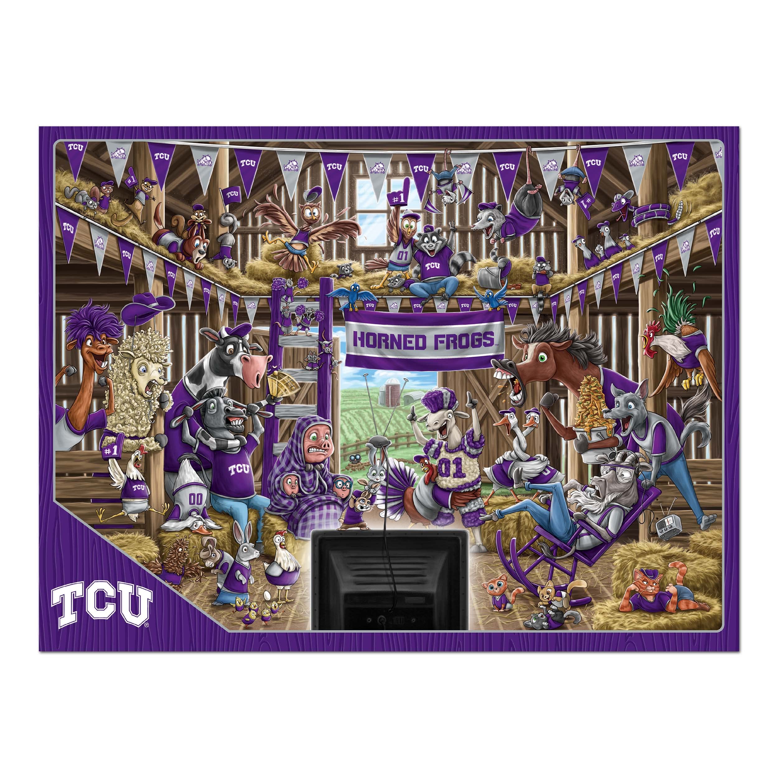 YouTheFan NCAA TCU Horned Frogs Barnyard Fans 500pc Puzzle - Sports Collectibles, Sports Memorabilia, Sports Fan Shop, Sports Gifts