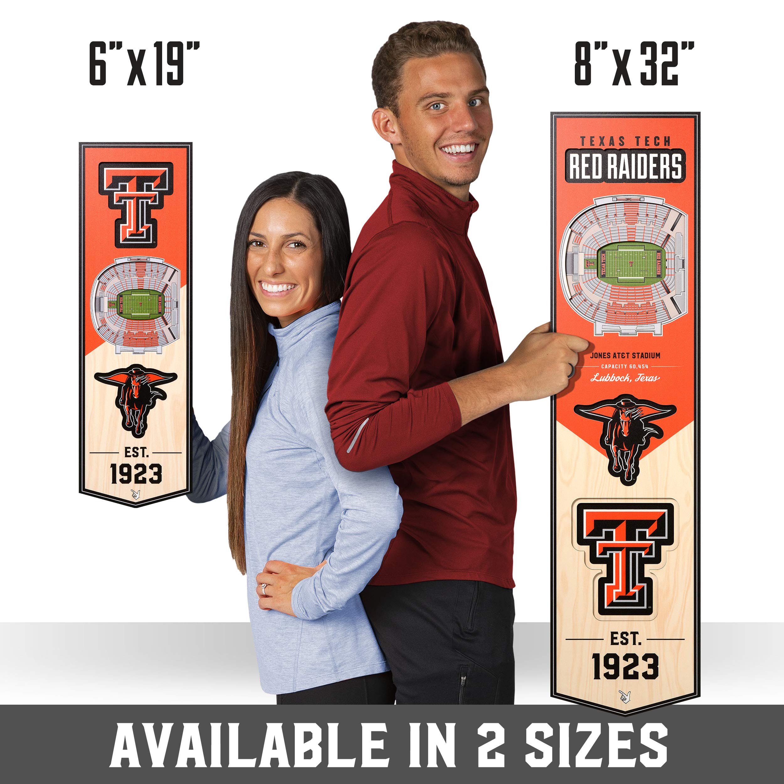 YouTheFan NCAA Texas Tech Red Raiders 3D Stadium 8x32 Banner - Jones AT&T Stadium - Sports Collectibles, Sports Memorabilia, Sports Fan Shop, Sports Gifts