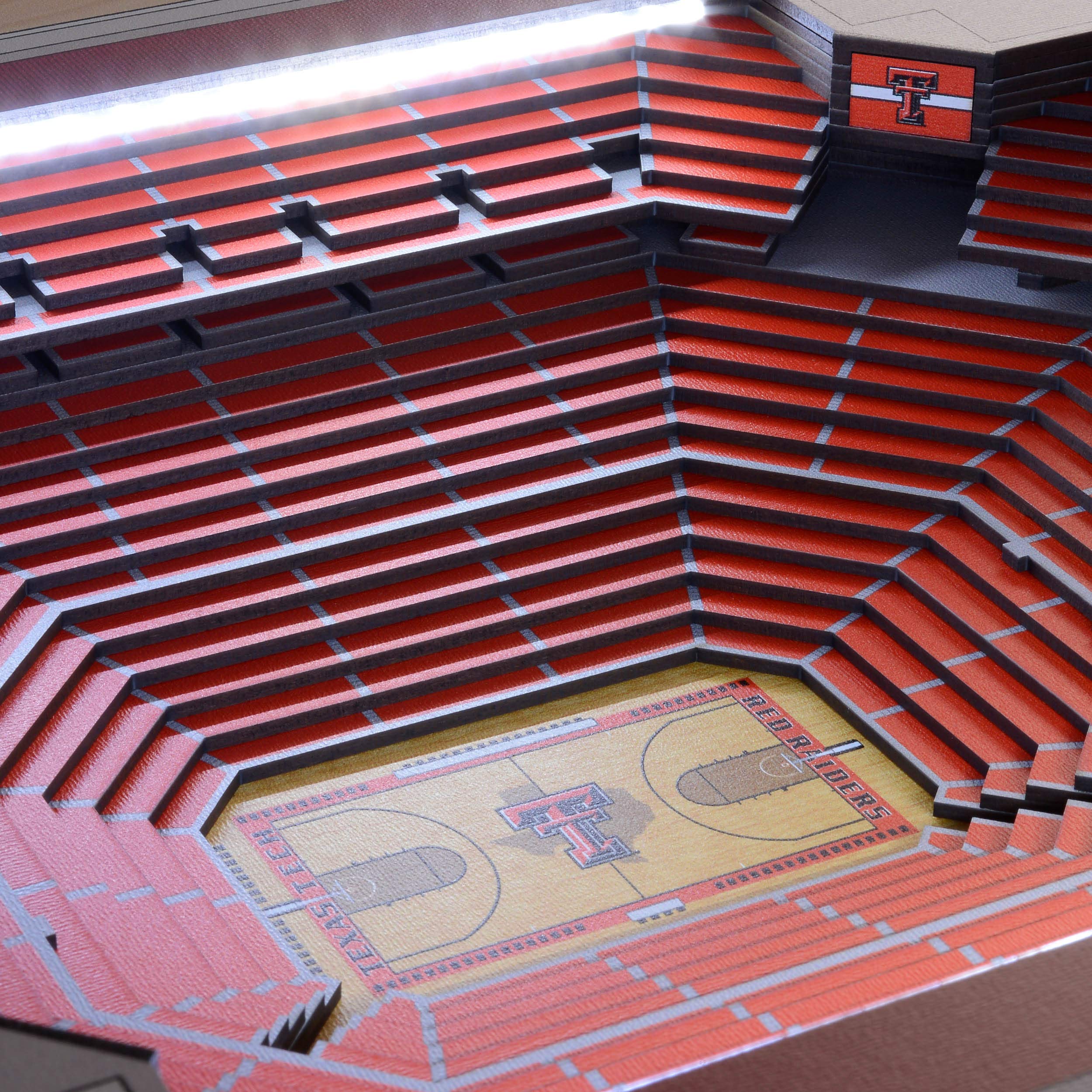 YouTheFan NCAA Texas Tech Red Raiders BB 25-Layer StadiumViews Lighted End Table - United Supermarkets Arena - Sports Collectibles, Sports Memorabilia, Sports Fan Shop, Sports Gifts