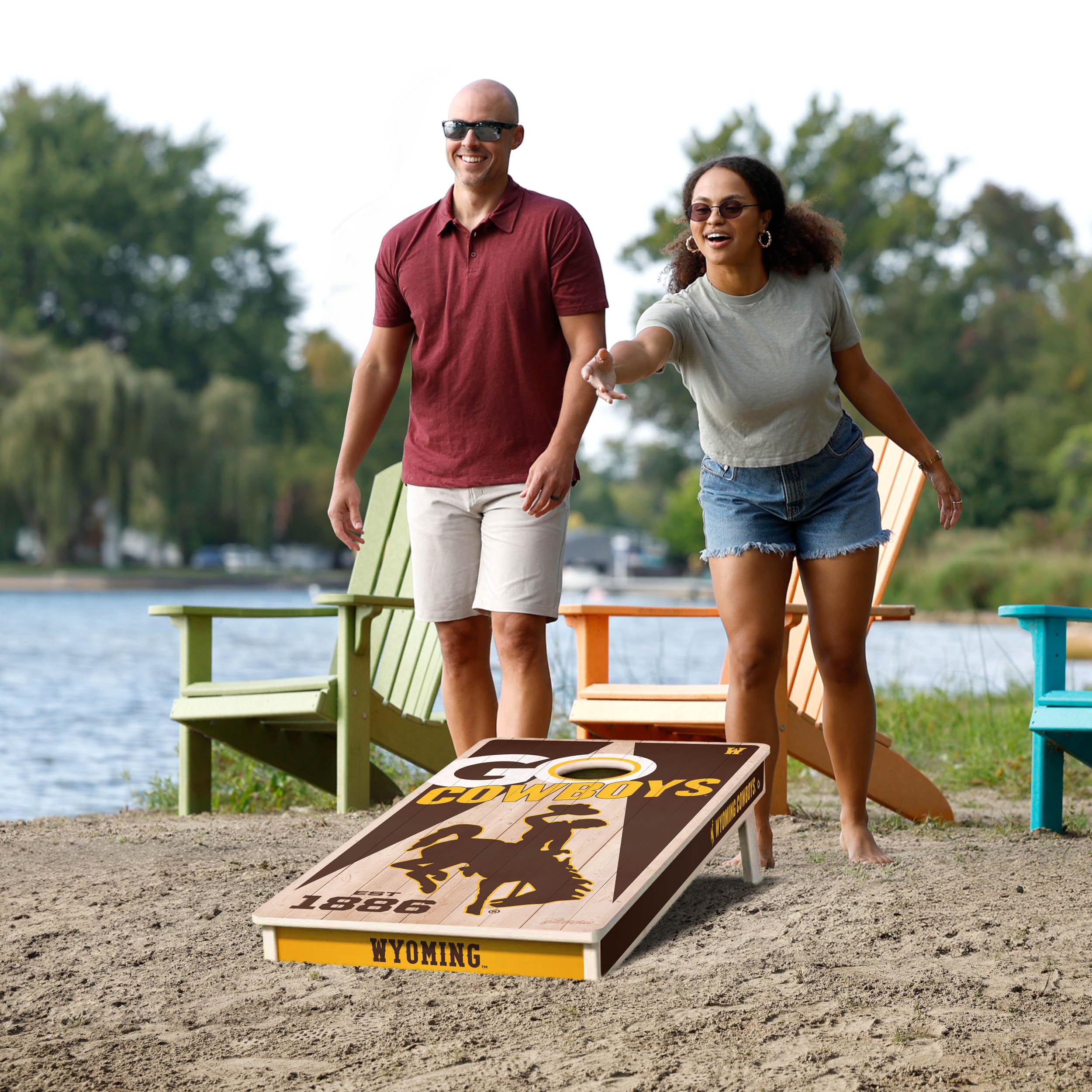 YouTheFan NCAA Wyoming Cowboys 2’ x 4’ Professional Wood Cornhole Game with Logo Bags - Sports Collectibles, Sports Memorabilia, Sports Fan Shop, Sports Gifts