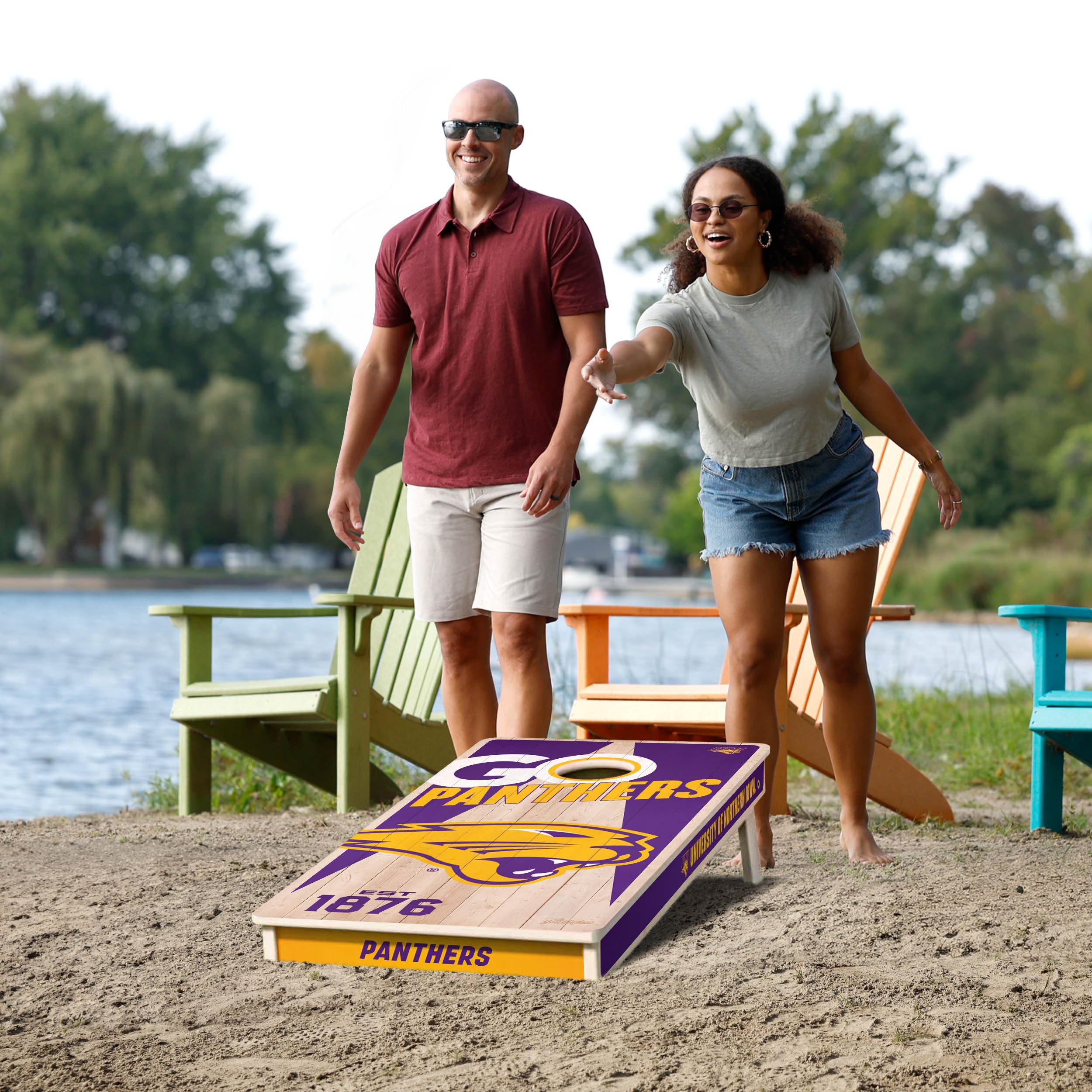 YouTheFan NCAA Northern Iowa Panthers 2’ x 4’ Professional Wood Cornhole Game with Logo Bags - Sports Collectibles, Sports Memorabilia, Sports Fan Shop, Sports Gifts