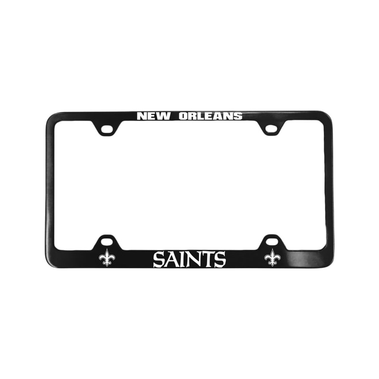 New Orleans Saints License Plate Frame Laser Cut Black - Sports Collectibles, Sports Memorabilia, Sports Fan Shop, Sports Gifts