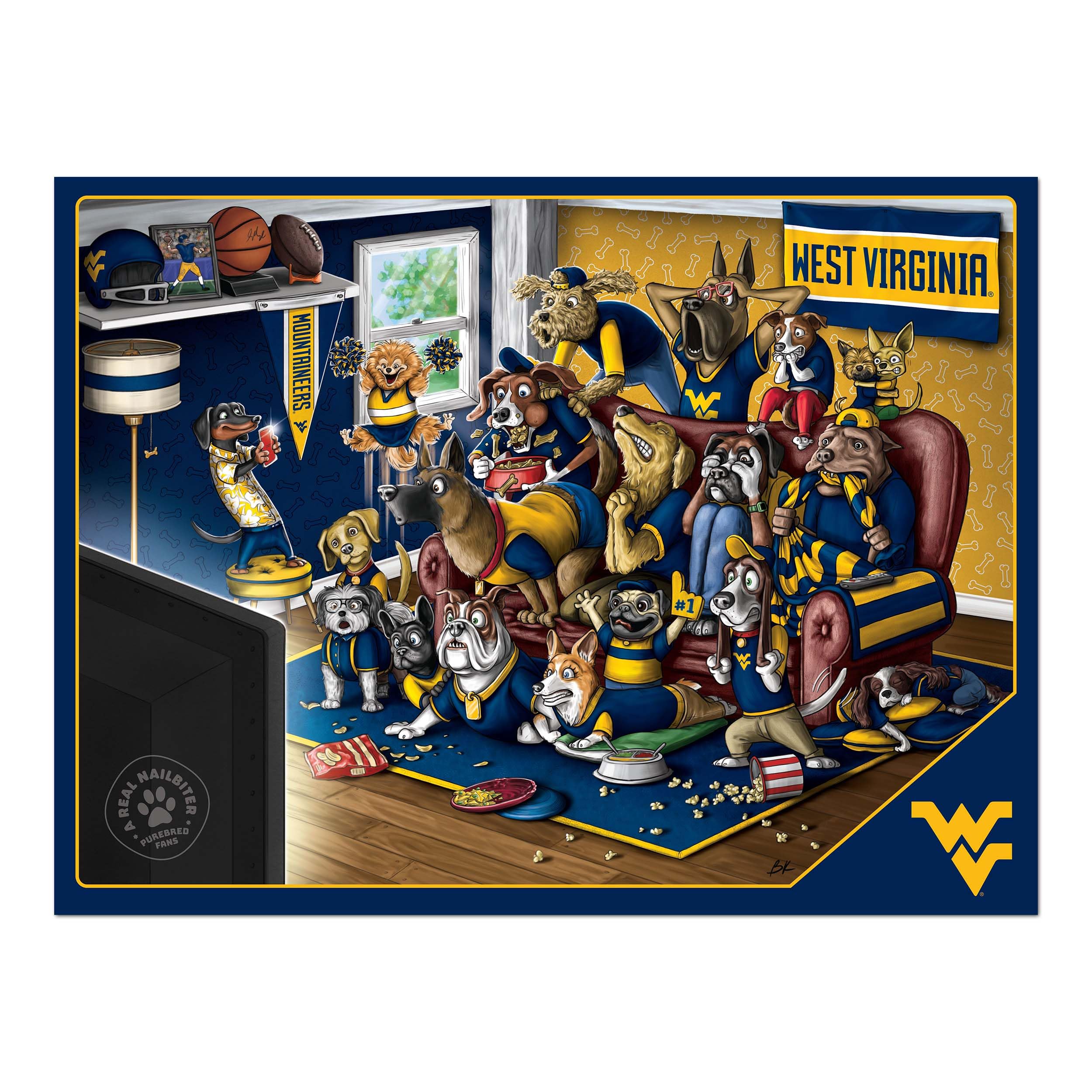 YouTheFan NCAA West Virginia Mountaineers Purebred Fans A Real Nailbiter 500pc Puzzle 15" x 20" - Sports Collectibles, Sports Memorabilia, Sports Fan Shop, Sports Gifts