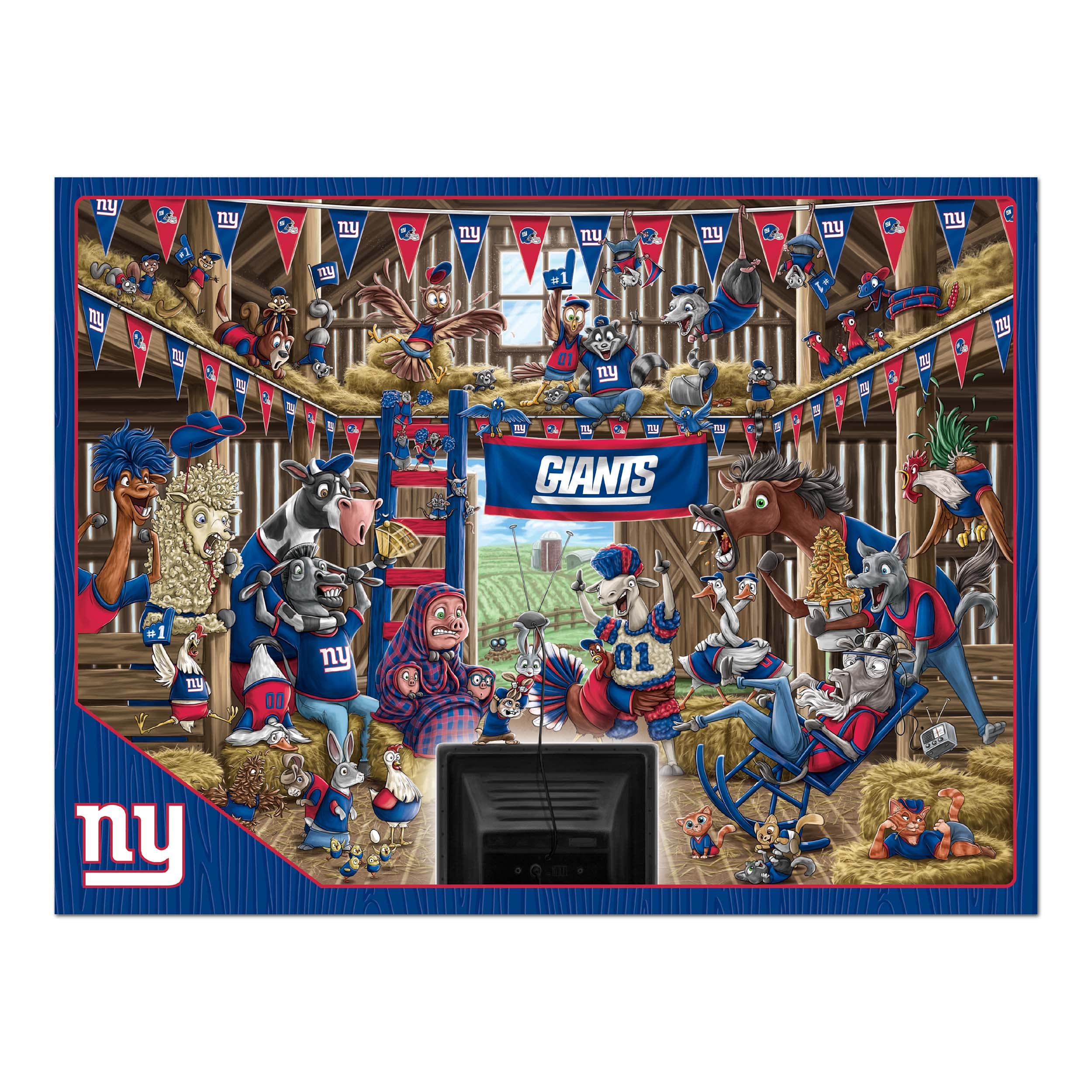 YouTheFan NFL New York Giants Barnyard Fans 500pc Puzzle - Sports Collectibles, Sports Memorabilia, Sports Fan Shop, Sports Gifts