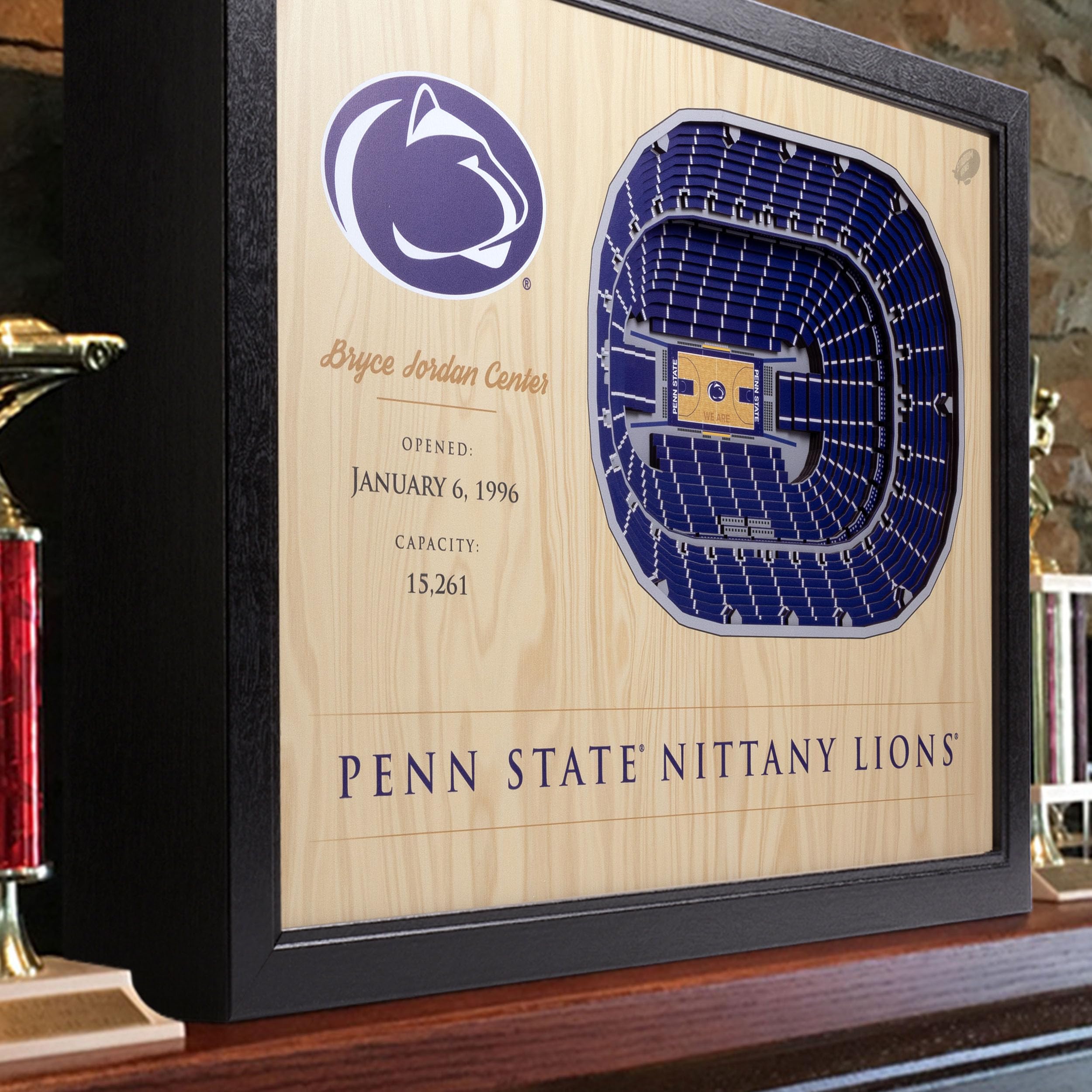 NCAA Penn State Nittany Lions 25-Layer StadiumView 3D Wall Art, YouTheFan , 25.5 x 3.5 x 19.5 Inches Brown - Sports Gifts, Sports Memorabilia, Sports Collectibles, Fan Shop