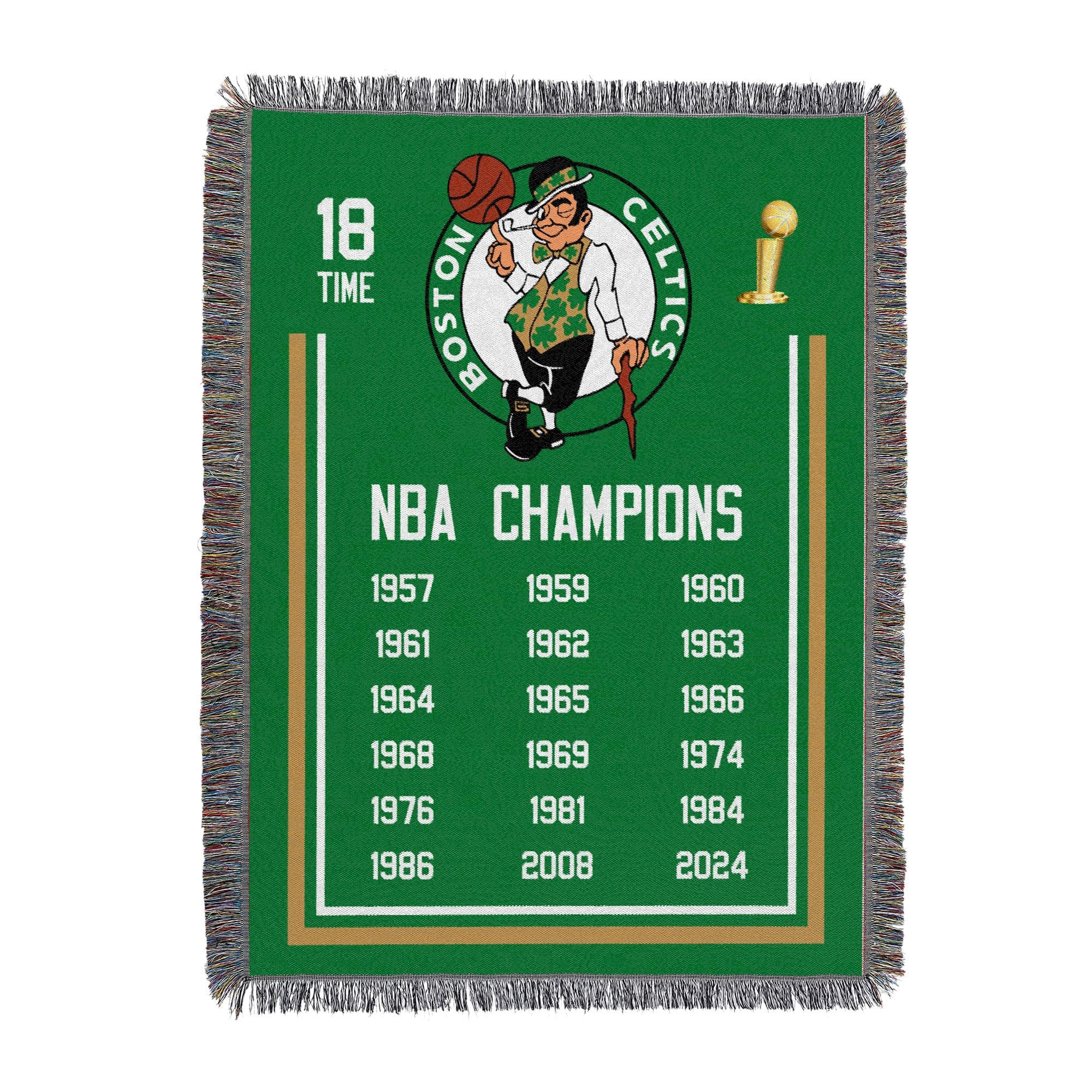 Northwest NBA Boston Celtics NBA Champions 2024 Woven Tapestry Throw Blanket, 48" x 60", Historic - Sports Collectibles, Sports Memorabilia, Sports Fan Shop, Sports Gifts