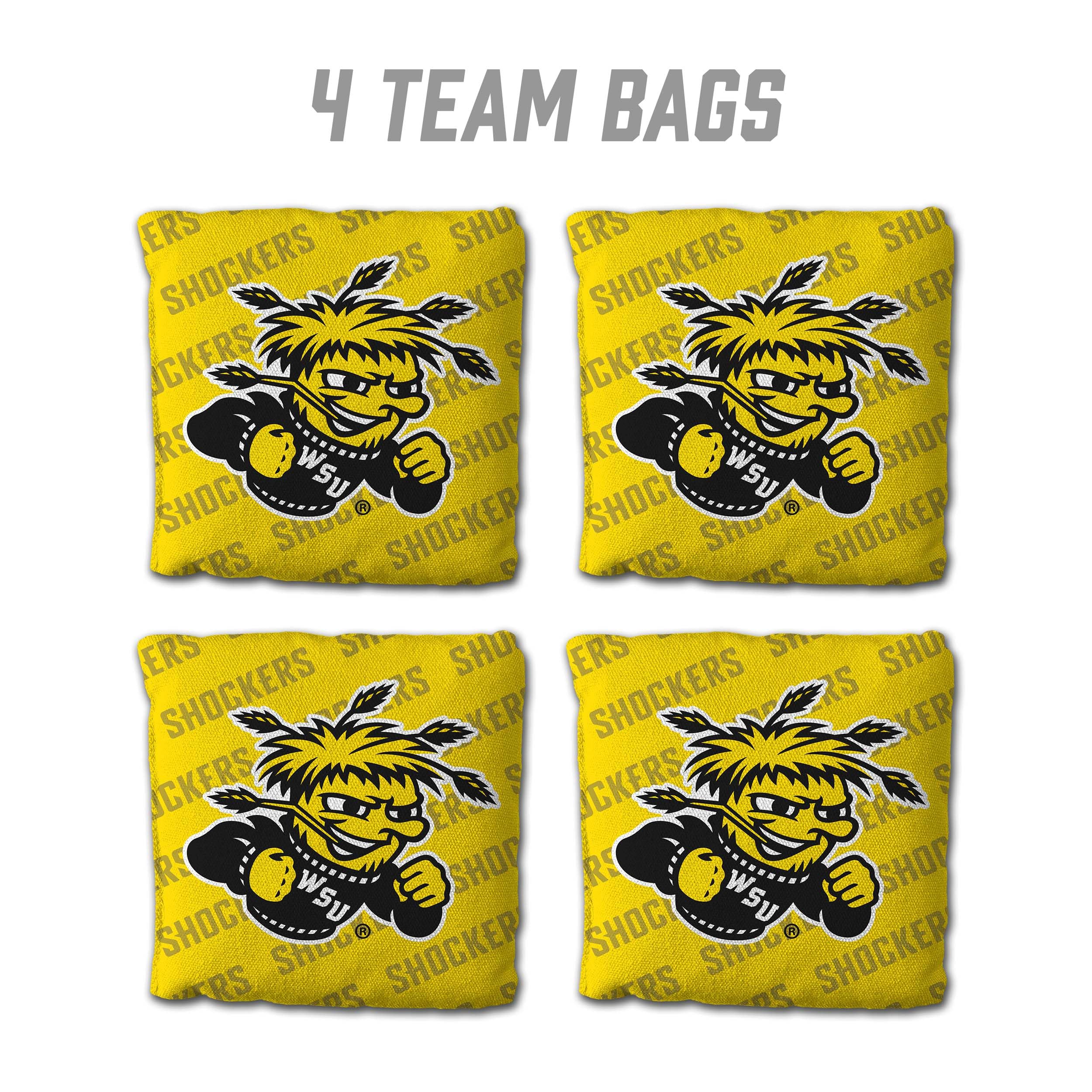 YouTheFan NCAA Wichita State Shockers Cornhole Bags - 4PK - Yellow - Sports Collectibles, Sports Memorabilia, Sports Fan Shop, Sports Gifts