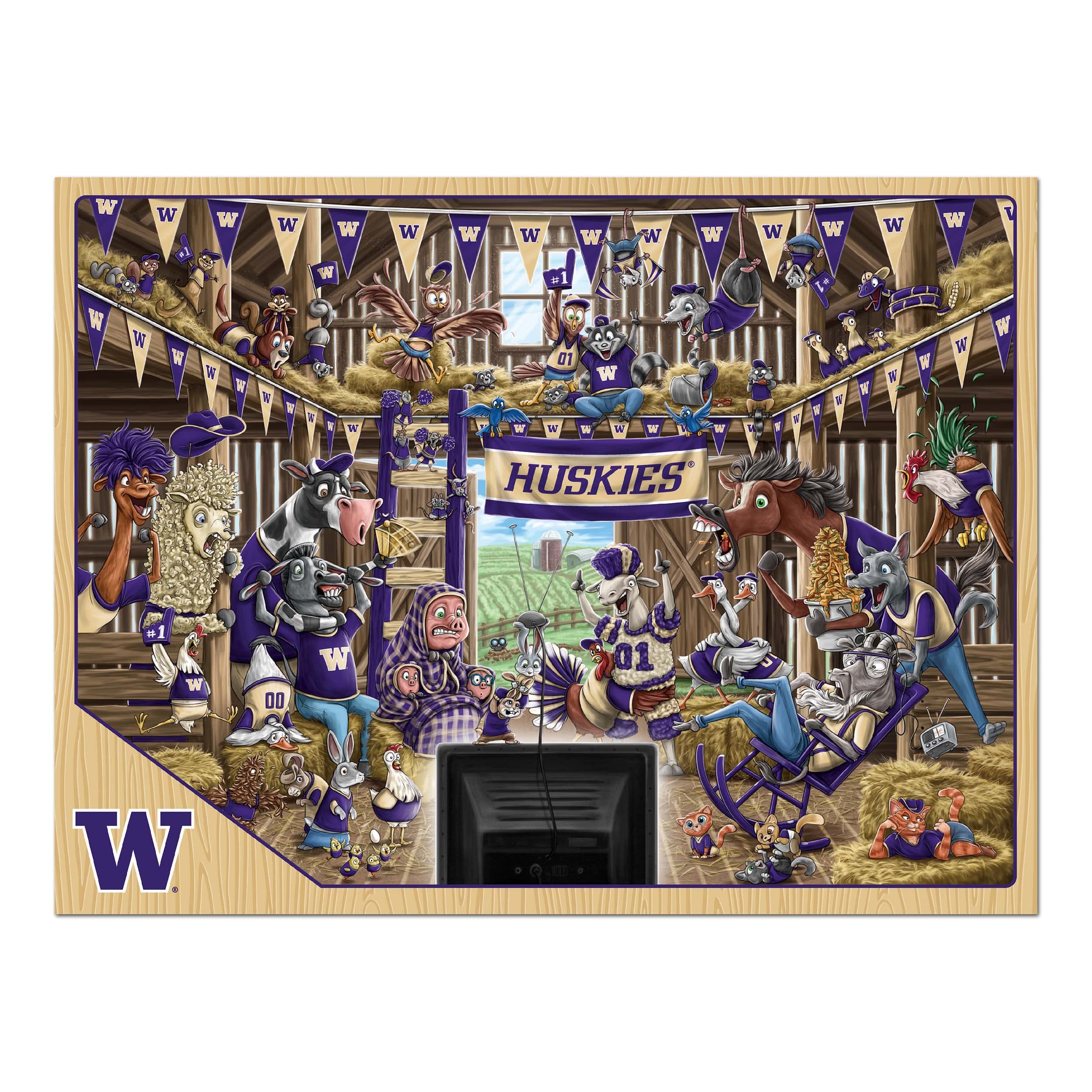 YouTheFan NCAA Washington Huskies Barnyard Fans 500pc Puzzle - Sports Collectibles, Sports Memorabilia, Sports Fan Shop, Sports Gifts
