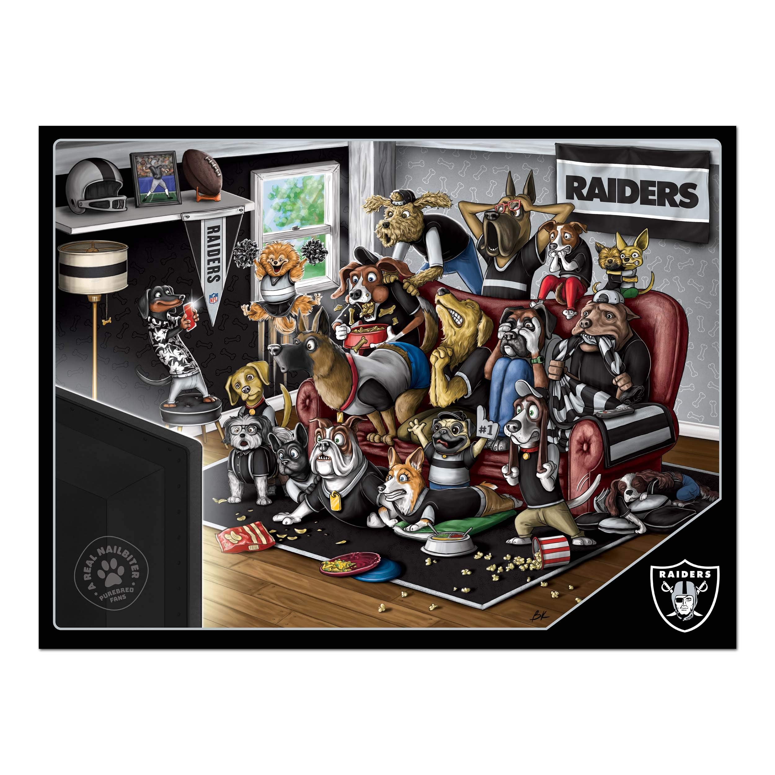 YouTheFan NFL Las Vegas Raiders Purebred Fans 500pc Puzzle - A Real Nailbiter - Sports Collectibles, Sports Memorabilia, Sports Fan Shop, Sports Gifts