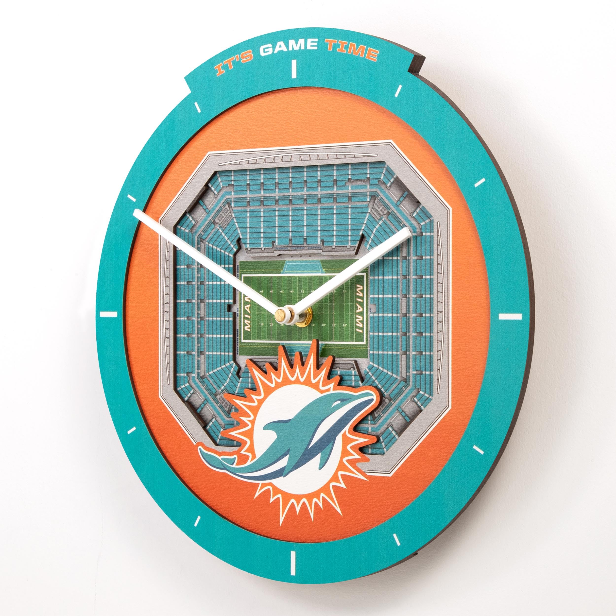 YouTheFan NFL Miami Dolphins 3D StadiumView Clock - Sports Gifts, Sports Memorabilia, Sports Collectibles, Fan Shop