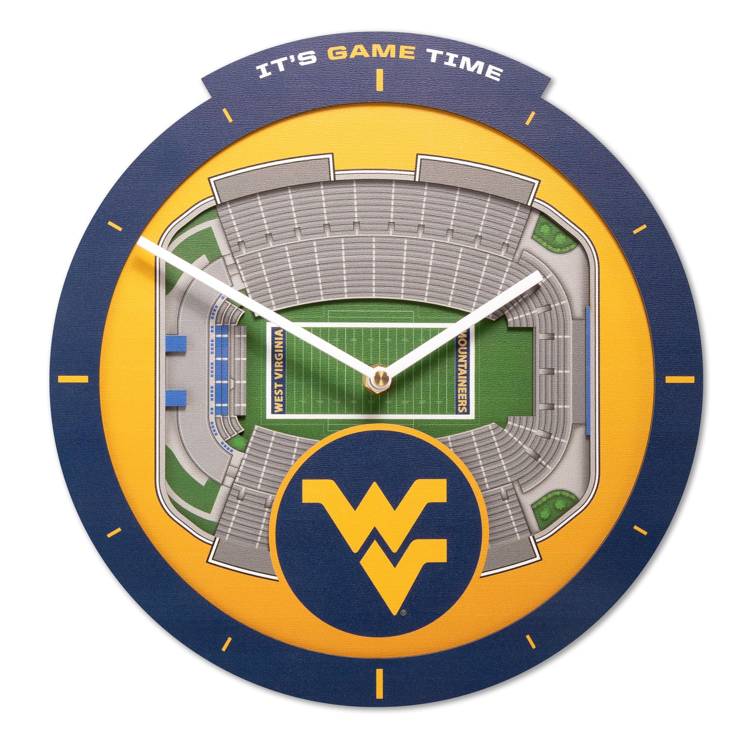 YouTheFan NCAA West Virginia Mountaineers 3D StadiumView Clock - Sports Collectibles, Sports Memorabilia, Sports Fan Shop, Sports Gifts