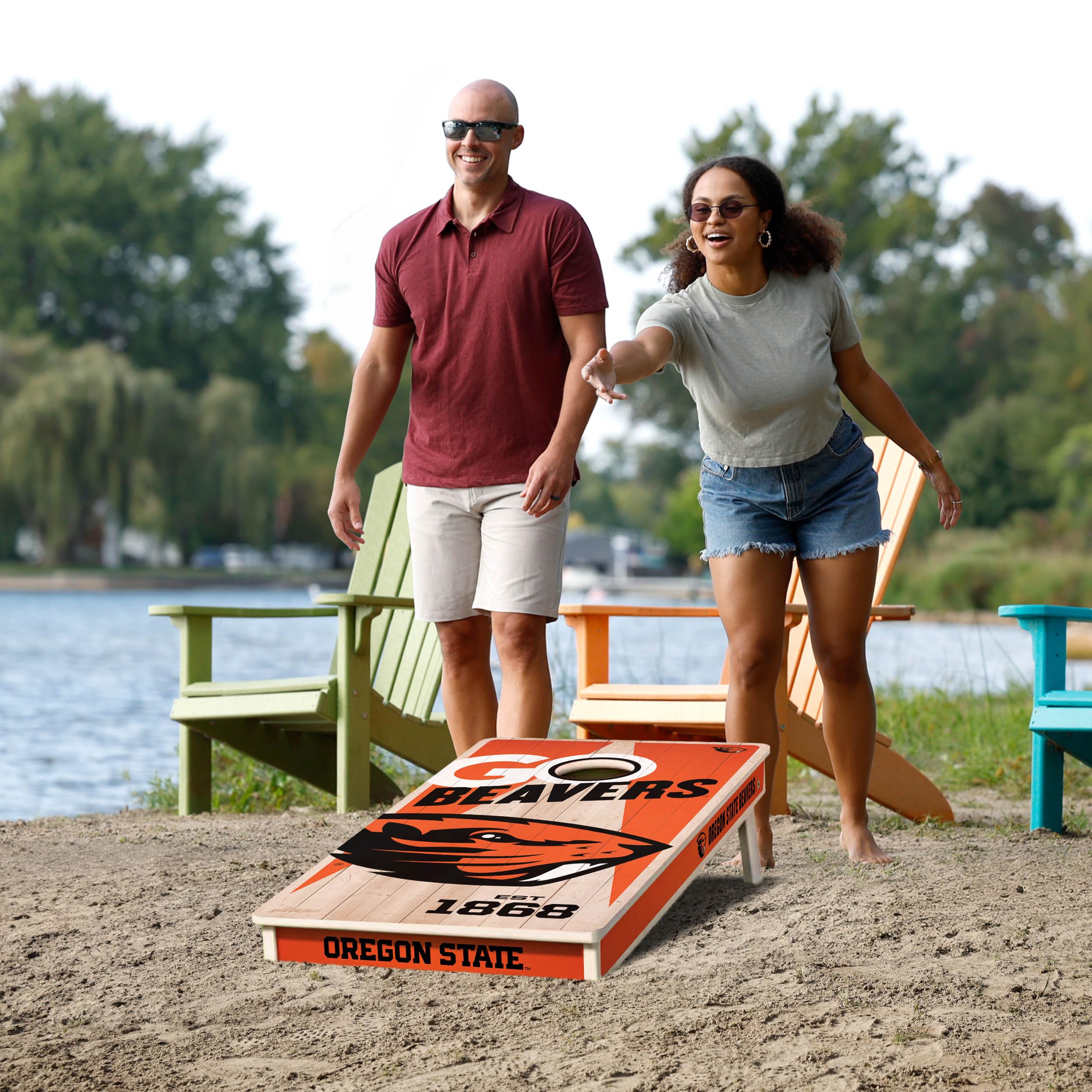 YouTheFan NCAA Oregon State Beavers 2’ x 4’ Professional Wood Cornhole Game with Logo Bags - Sports Collectibles, Sports Memorabilia, Sports Fan Shop, Sports Gifts