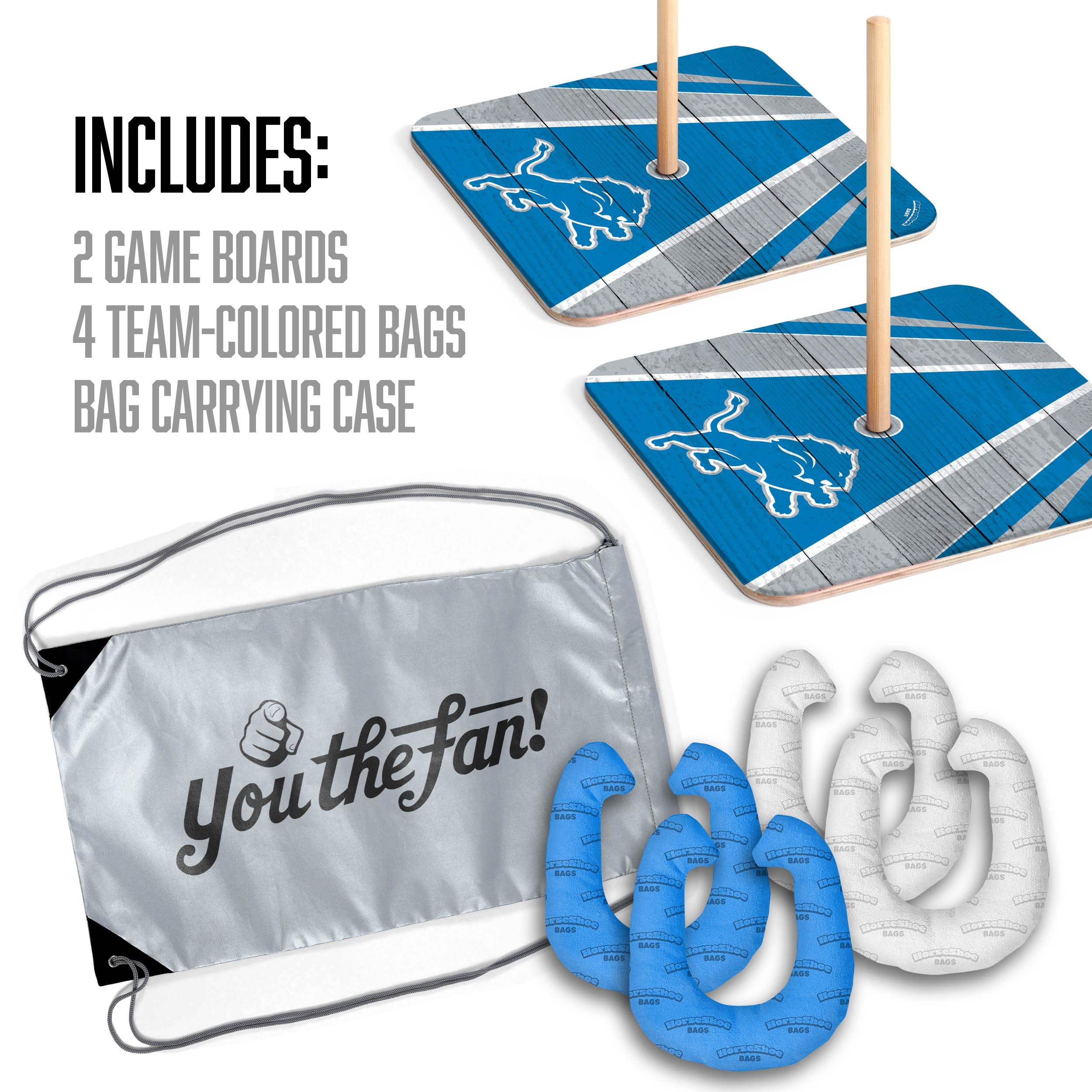 YouTheFan NFL Detroit Lions Horseshoe Bags Game - Sports Collectibles, Sports Memorabilia, Sports Fan Shop, Sports Gifts