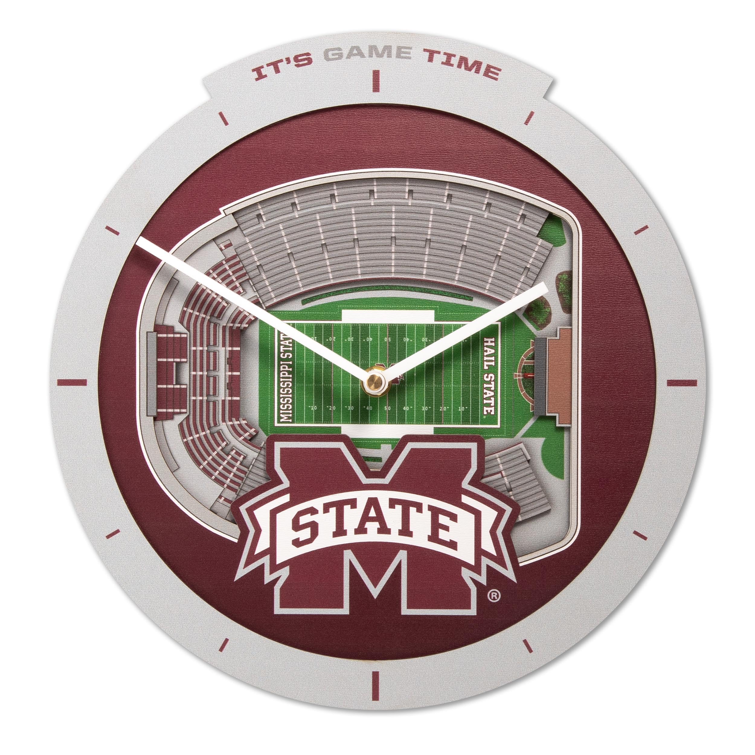 YouTheFan NCAA Mississippi State Bulldogs 3D StadiumView Clock - Sports Collectibles, Sports Memorabilia, Sports Fan Shop, Sports Gifts