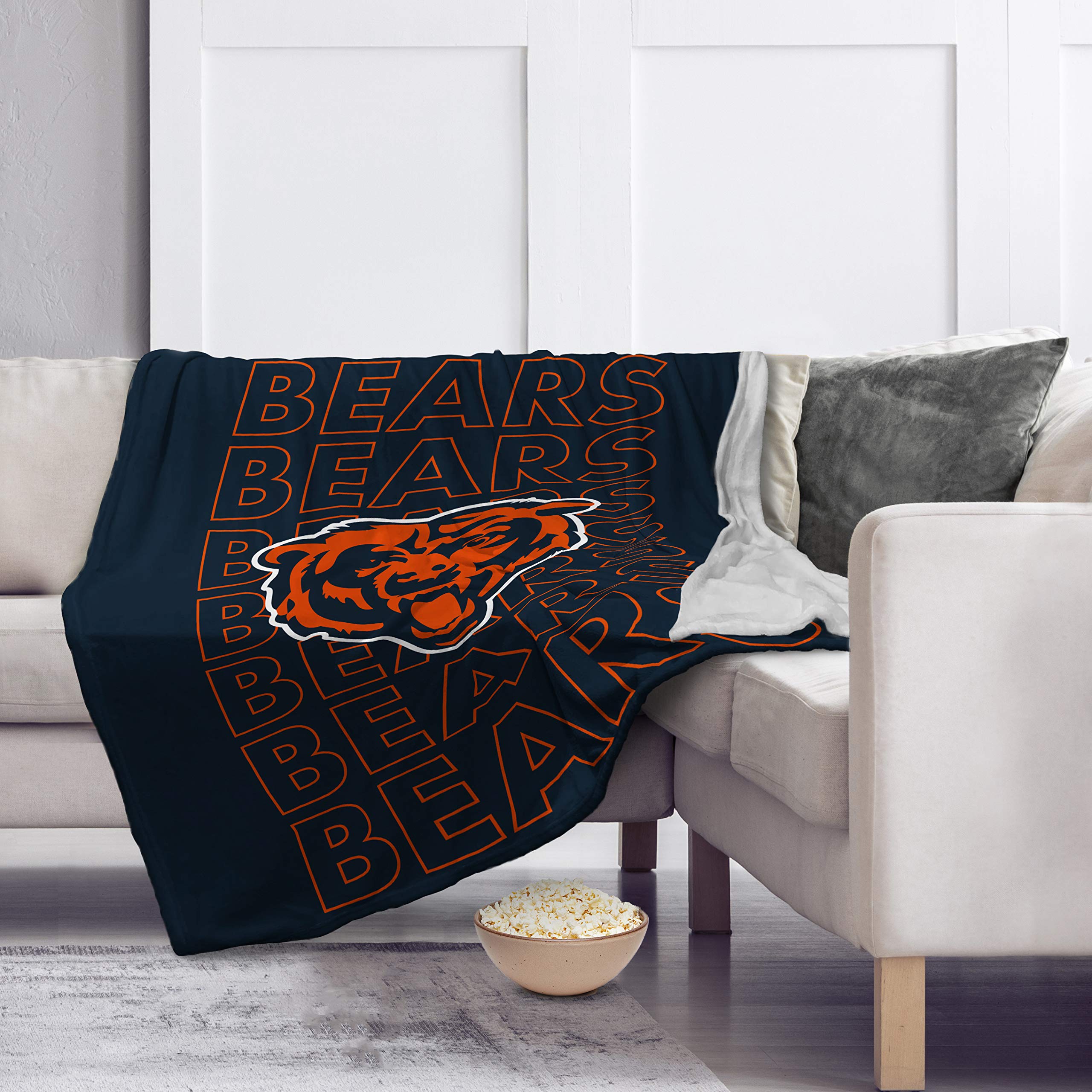 Pegasus Sports NFL Echo Team Wordmark Plush Blanket- Chicago Bears, Team Color, 60x70 - Sports Gifts, Sports Memorabilia, Sports Collectibles, Fan Shop