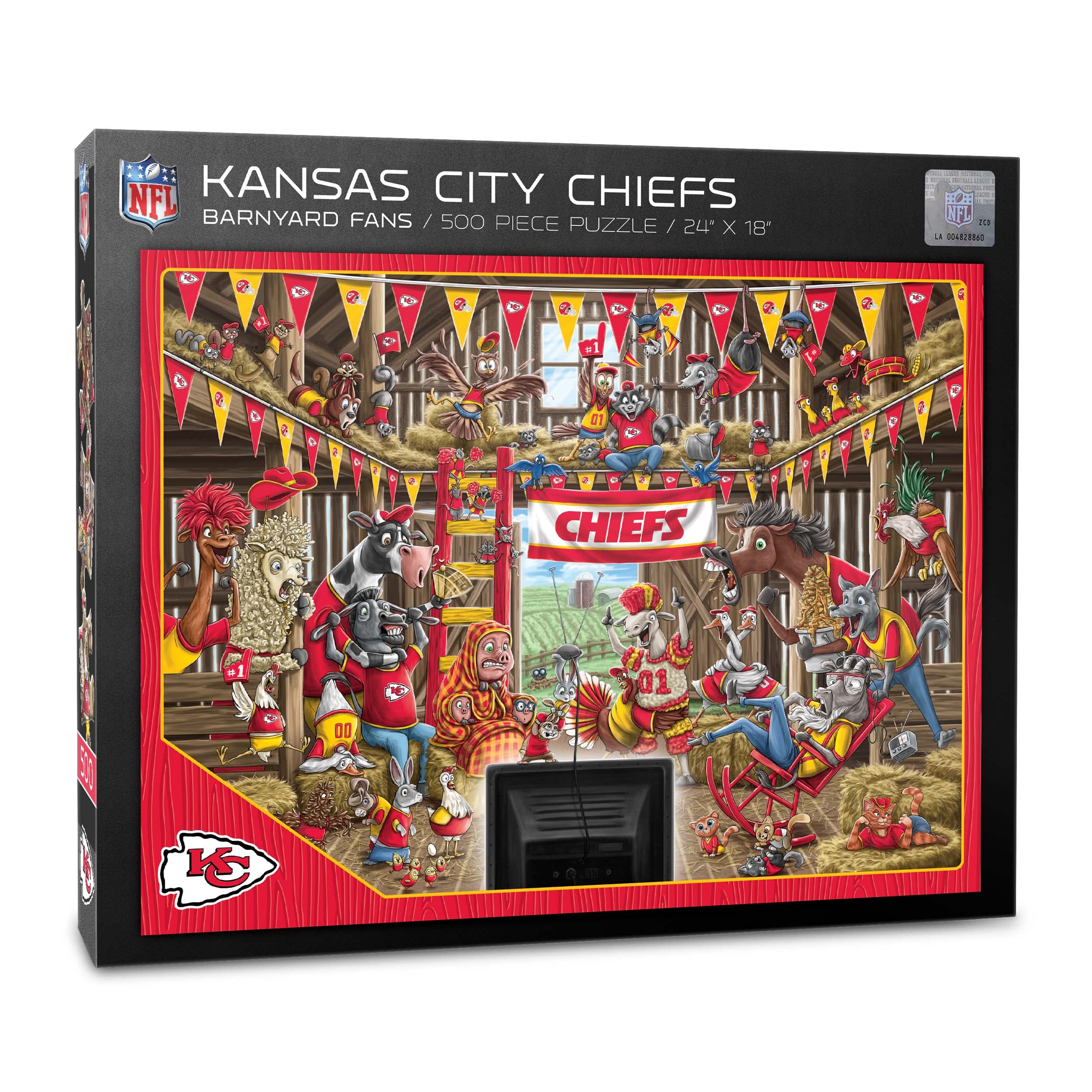 YouTheFan NFL Kansas City Chiefs Barnyard Fans 500pc Puzzle - Sports Collectibles, Sports Memorabilia, Sports Fan Shop, Sports Gifts
