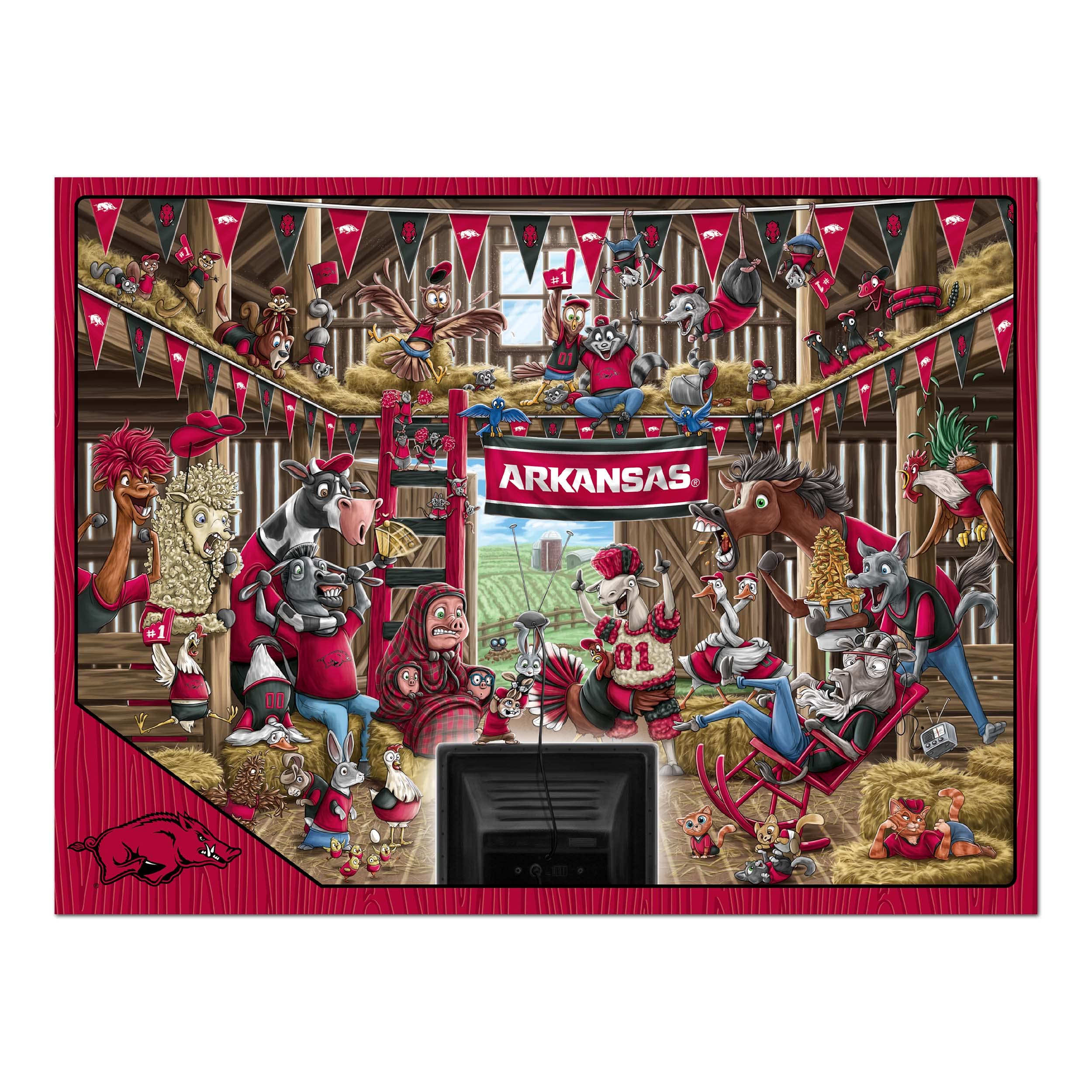 YouTheFan NCAA Arkansas Razorbacks Barnyard Fans 500pc Puzzle - Sports Collectibles, Sports Memorabilia, Sports Fan Shop, Sports Gifts