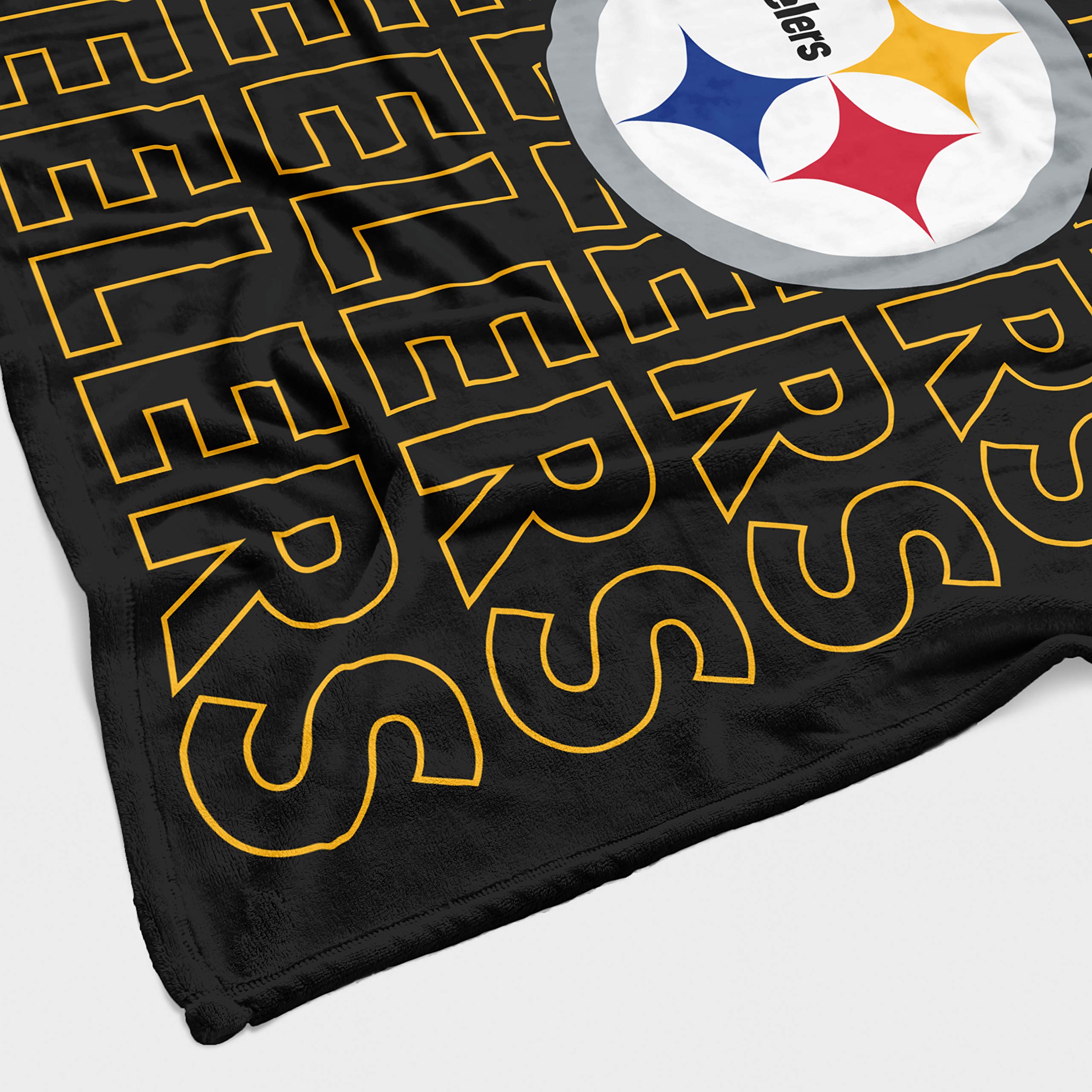 Pegasus Sports NFL Echo Team Wordmark Plush Blanket- Pittsburgh Steelers, Team Color, 60x70 - Sports Gifts, Sports Memorabilia, Sports Collectibles, Fan Shop