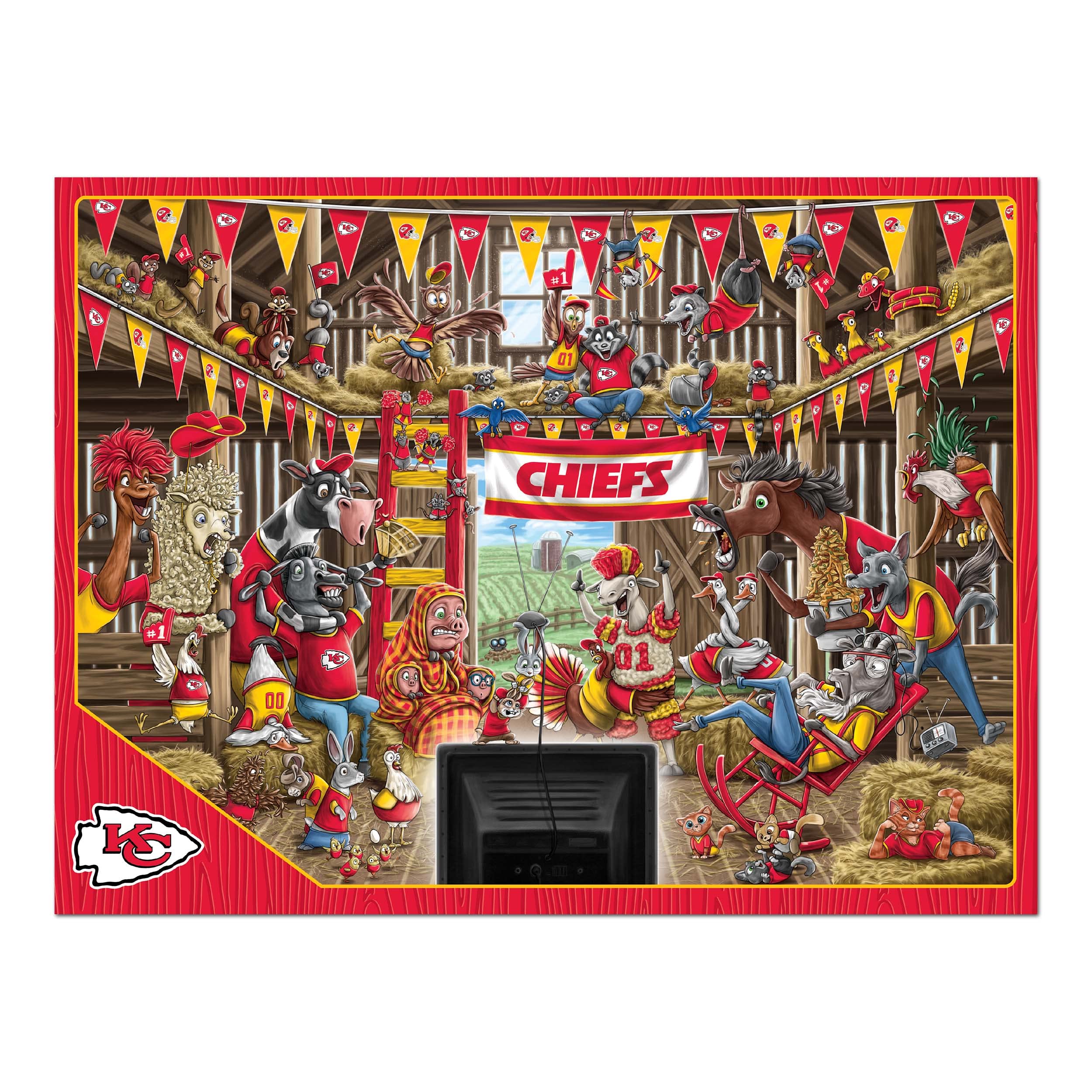 YouTheFan NFL Kansas City Chiefs Barnyard Fans 500pc Puzzle - Sports Collectibles, Sports Memorabilia, Sports Fan Shop, Sports Gifts
