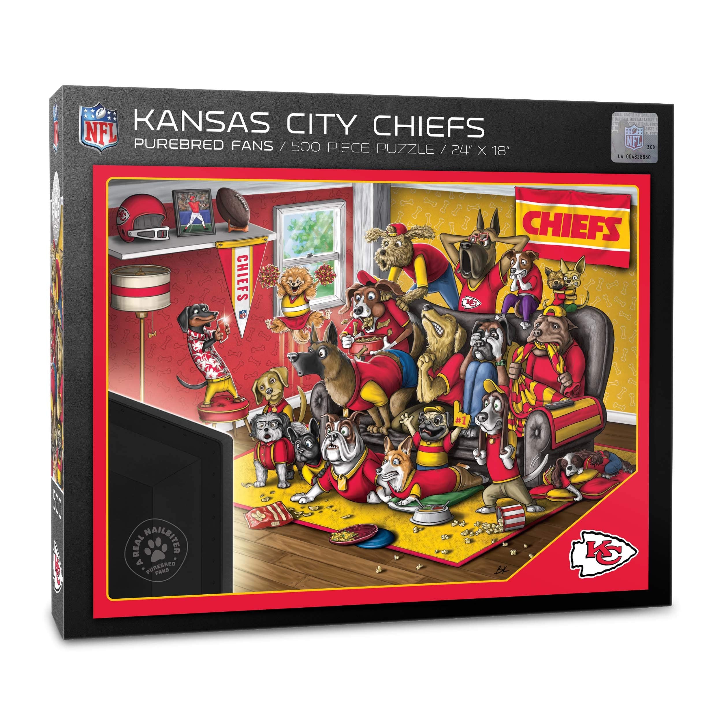 YouTheFan NFL Kansas City Chiefs Purebred Fans 500pc Puzzle - A Real Nailbiter, Team Colors - Sports Collectibles, Sports Memorabilia, Sports Fan Shop, Sports Gifts