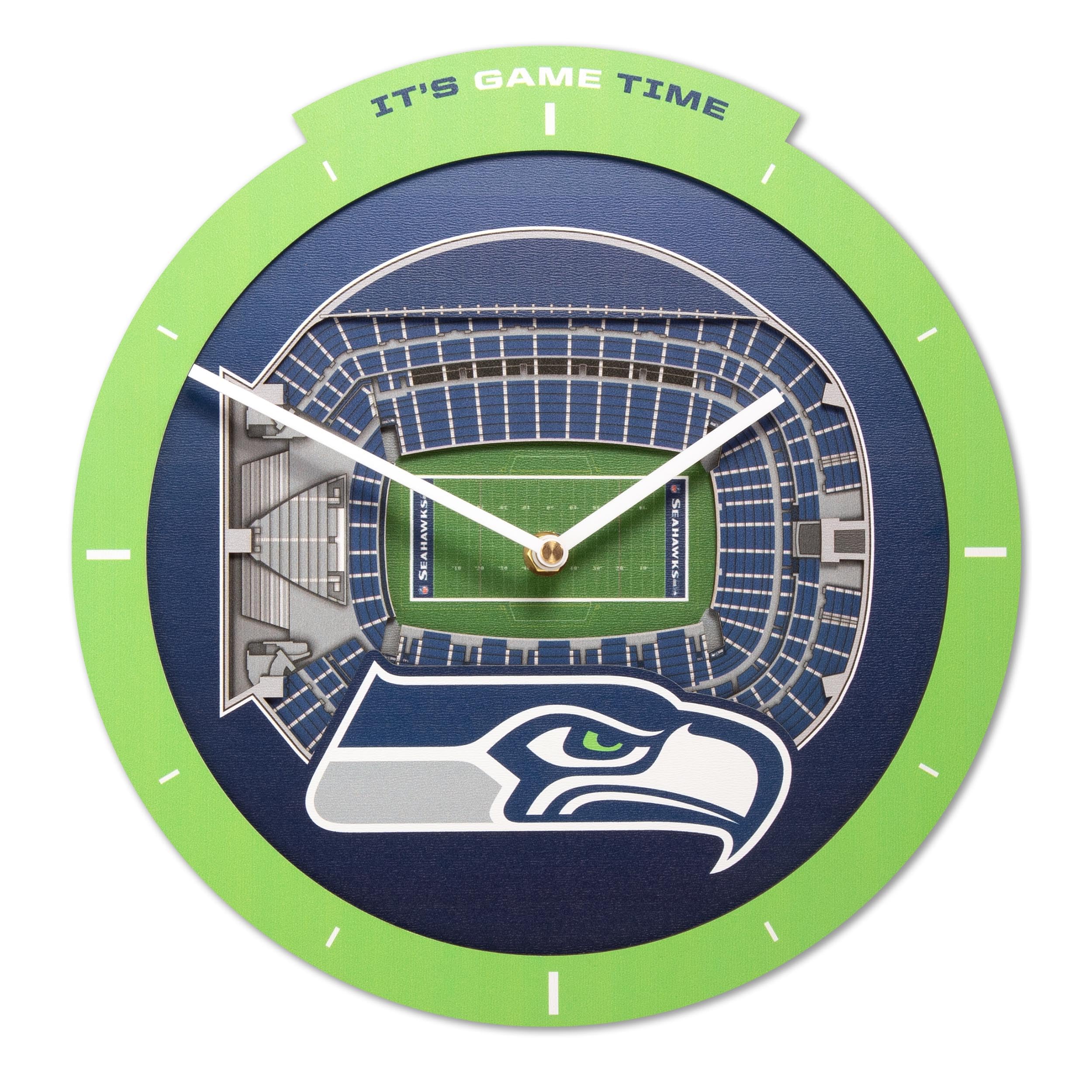 YouTheFan NFL Seattle Seahawks 3D StadiumView Clock - Sports Gifts, Sports Memorabilia, Sports Collectibles, Fan Shop