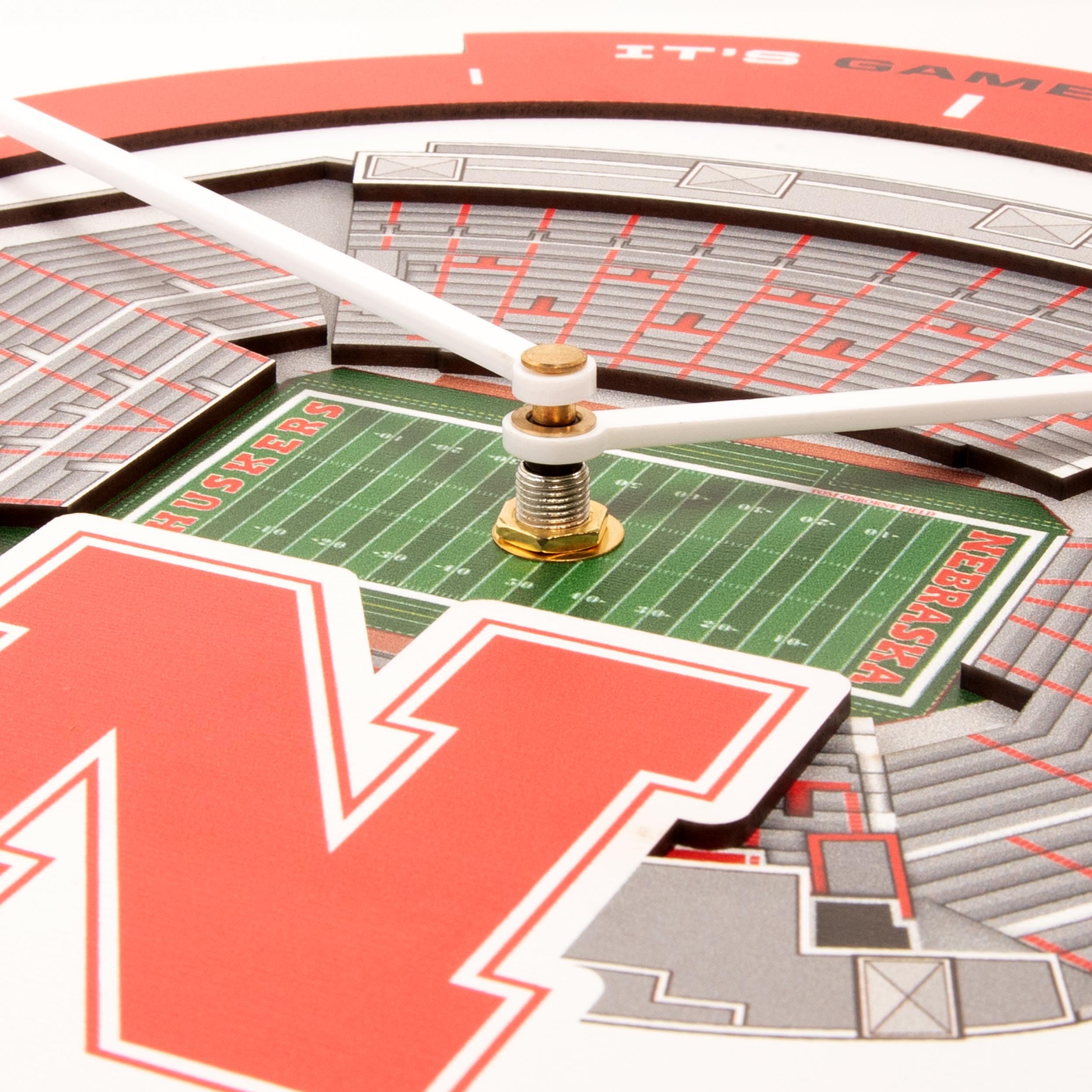 YouTheFan NCAA Nebraska Cornhuskers 3D StadiumView Clock - Sports Collectibles, Sports Memorabilia, Sports Fan Shop, Sports Gifts
