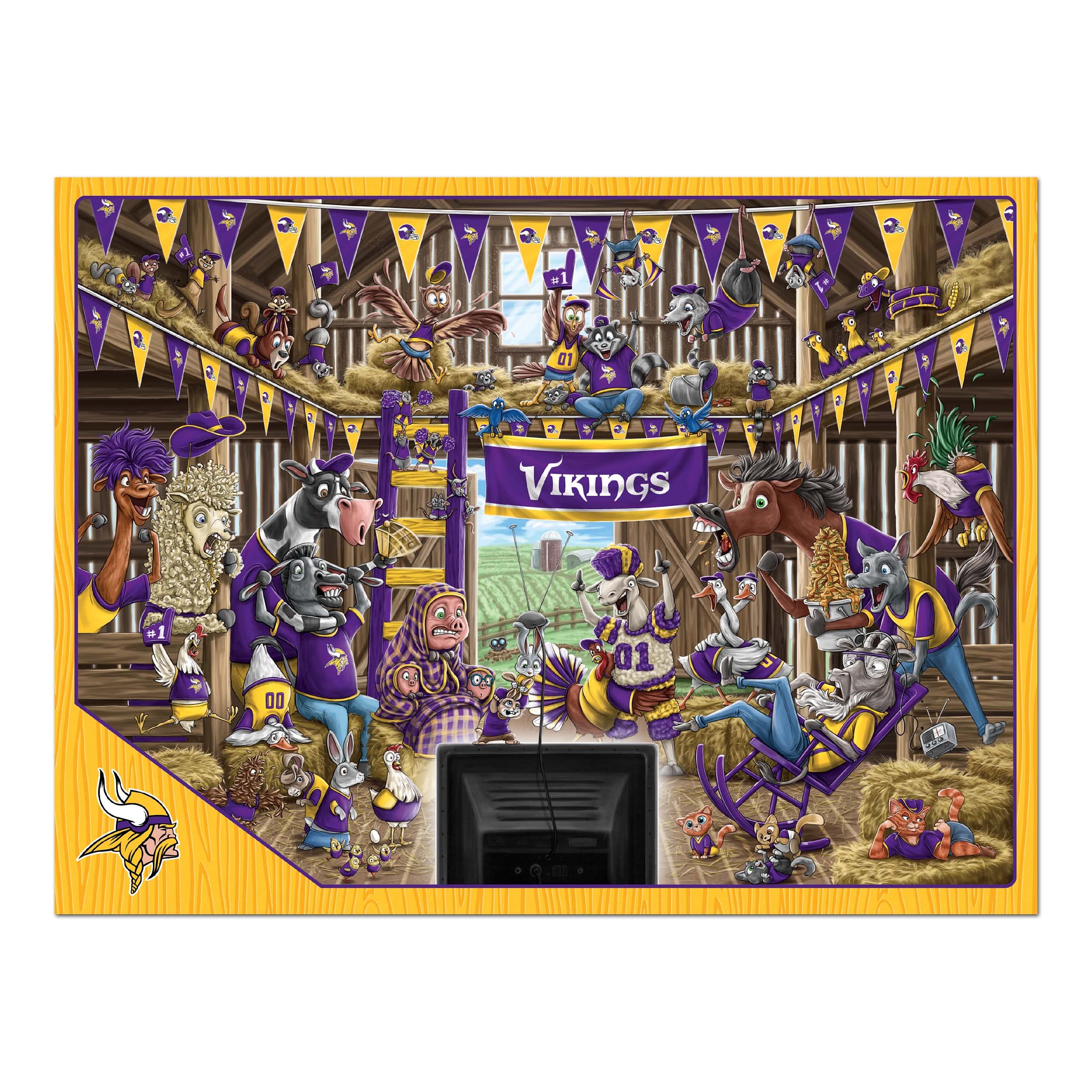 YouTheFan NFL Minnesota Vikings Barnyard Fans 500pc Puzzle - Sports Gifts, Sports Memorabilia, Sports Collectibles, Fan Shop