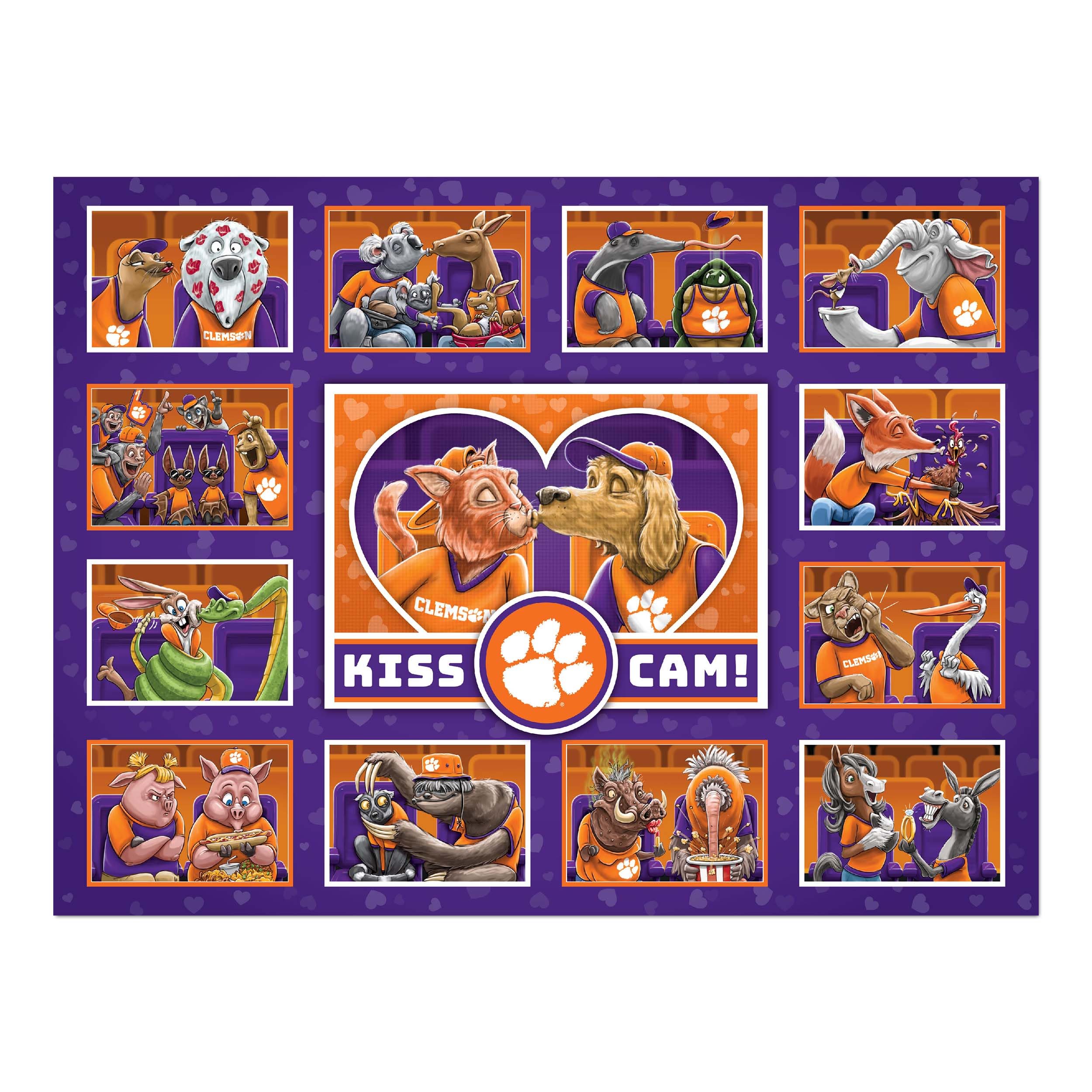 YouTheFan NCAA Clemson Tigers Kiss Cam 500pc Puzzle - Sports Collectibles, Sports Memorabilia, Sports Fan Shop, Sports Gifts