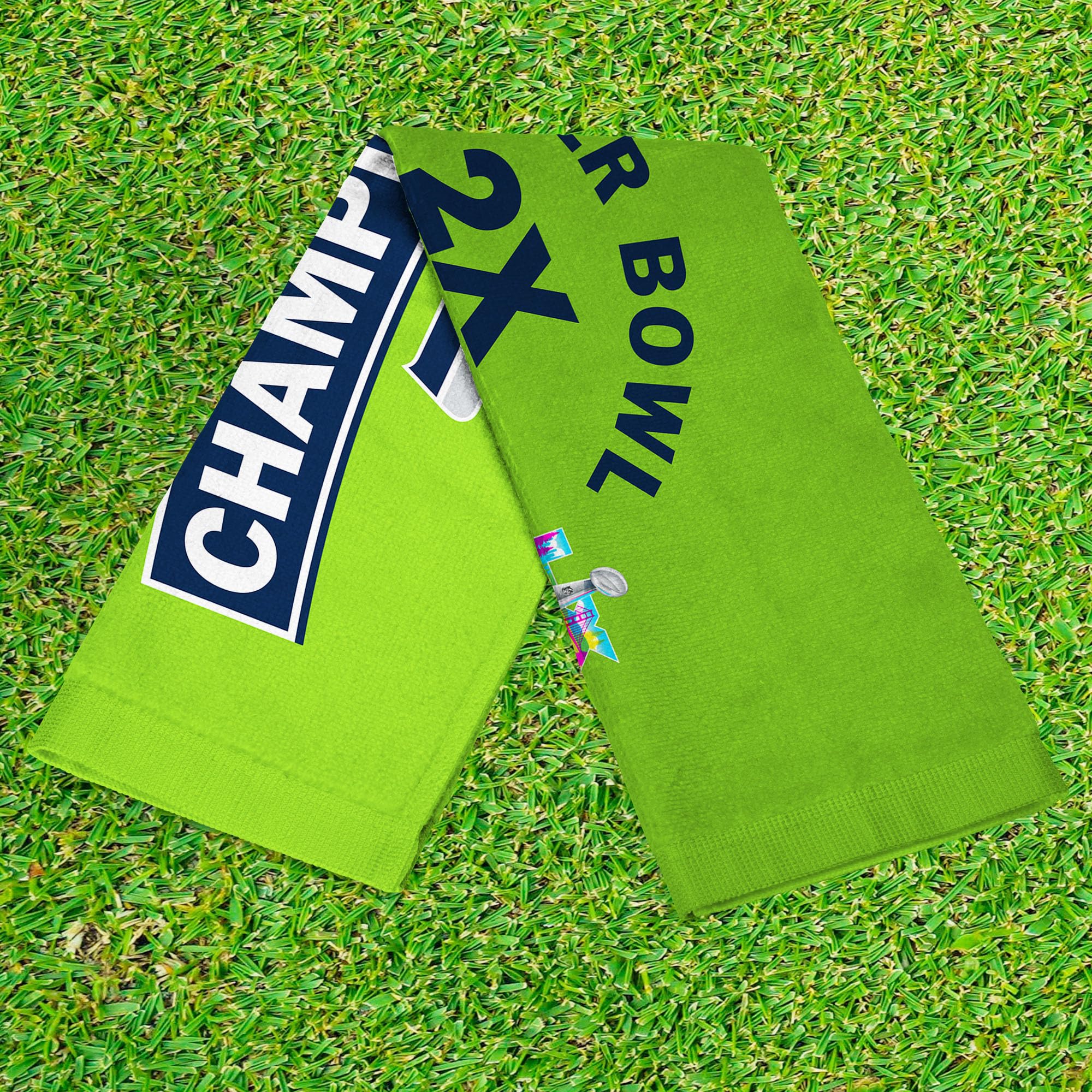 Northwest NFL Super Bowl 2026 Seattle Seahawks Multi Champs Built Fan Towel 2-Pack, 16 x 25 in - Sports Gifts, Sports Memorabilia, Sports Collectibles, Fan Shop