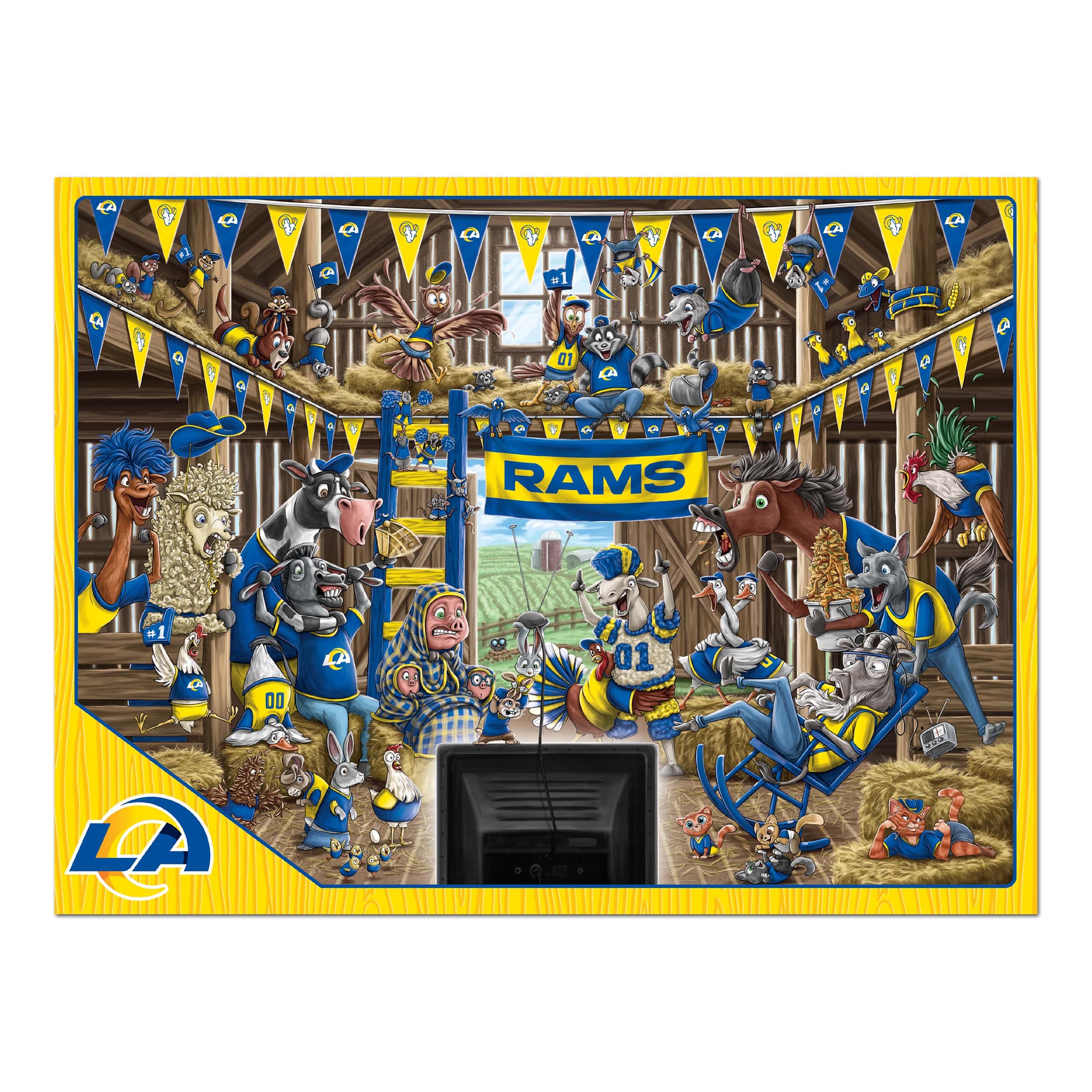 YouTheFan NFL Los Angeles Rams Barnyard Fans 500pc Puzzle - Sports Collectibles, Sports Memorabilia, Sports Fan Shop, Sports Gifts