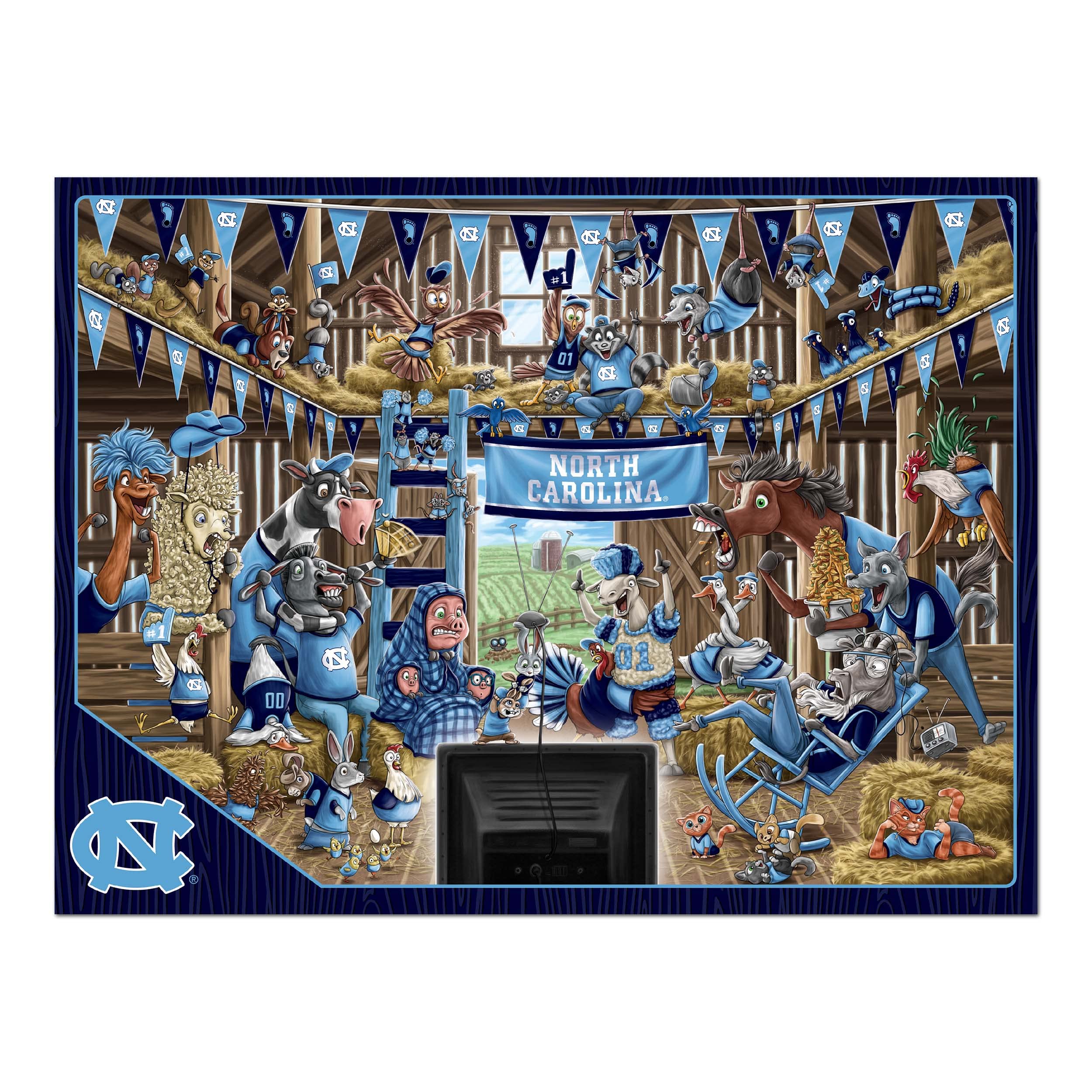 YouTheFan NCAA North Carolina Tar Heels Barnyard Fans 500pc Puzzle - Sports Collectibles, Sports Memorabilia, Sports Fan Shop, Sports Gifts