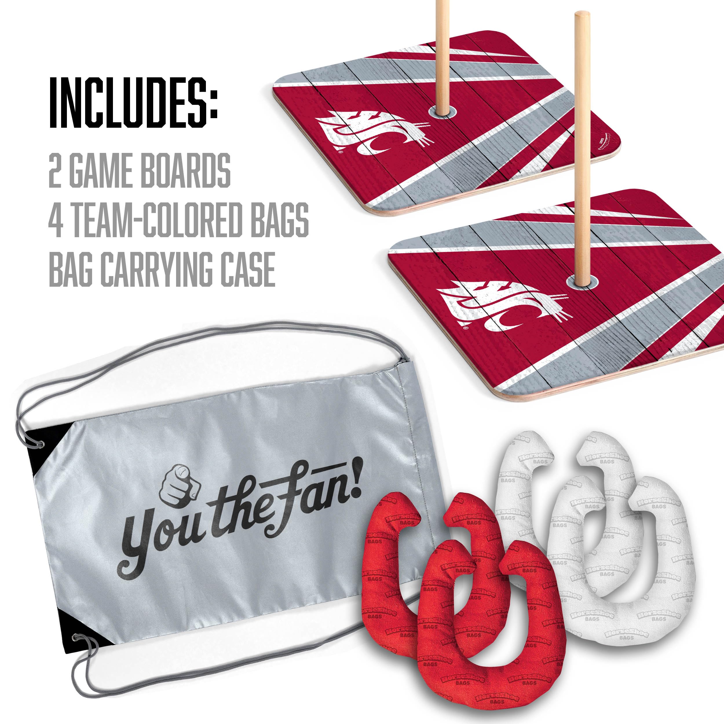 YouTheFan NCAA Washington State Cougars Horseshoe Bags - Sports Collectibles, Sports Memorabilia, Sports Fan Shop, Sports Gifts