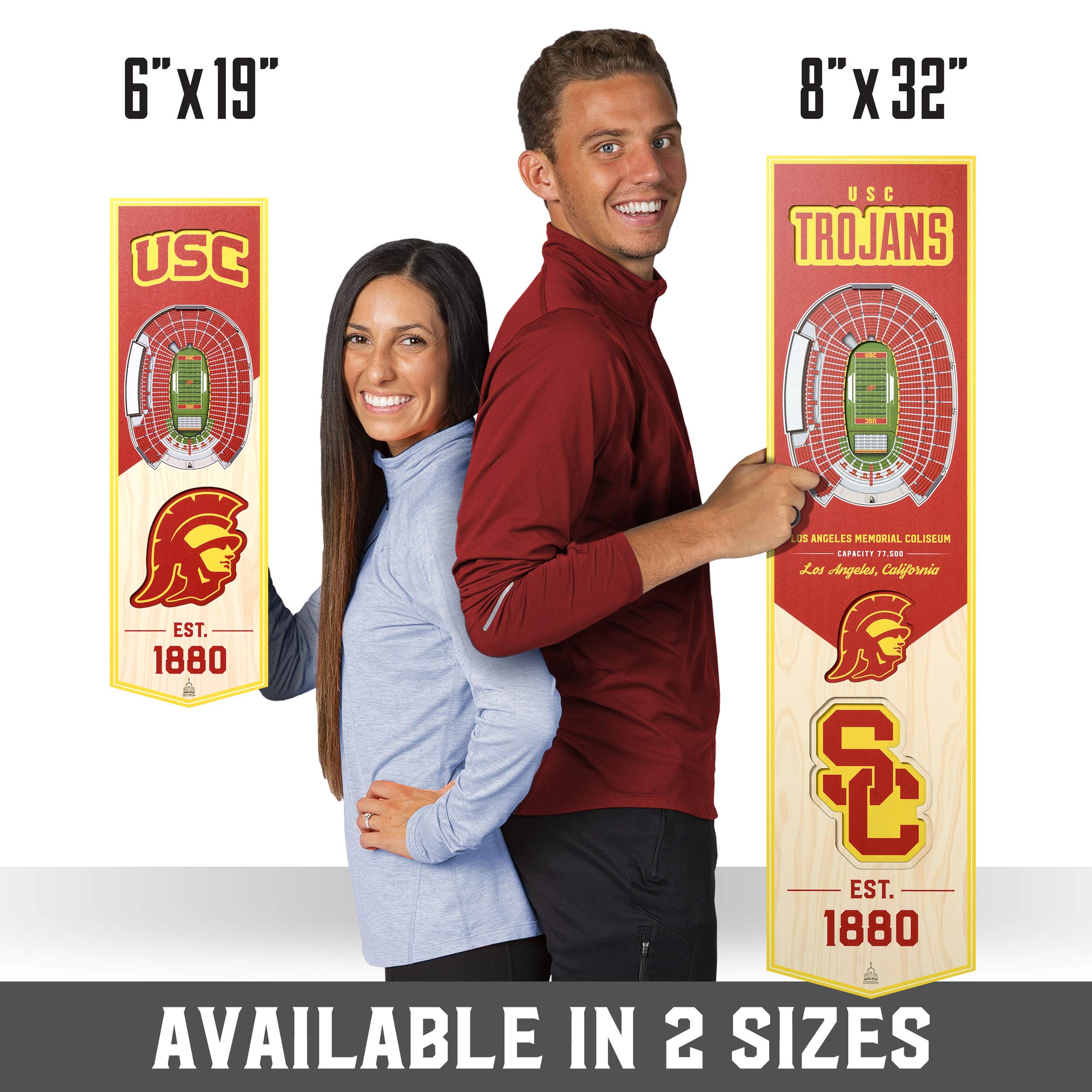 YouTheFan NCAA USC Trojans 3D Stadium 8x32 Banner - Los Angeles Memorial Coliseum - Sports Collectibles, Sports Memorabilia, Sports Fan Shop, Sports Gifts
