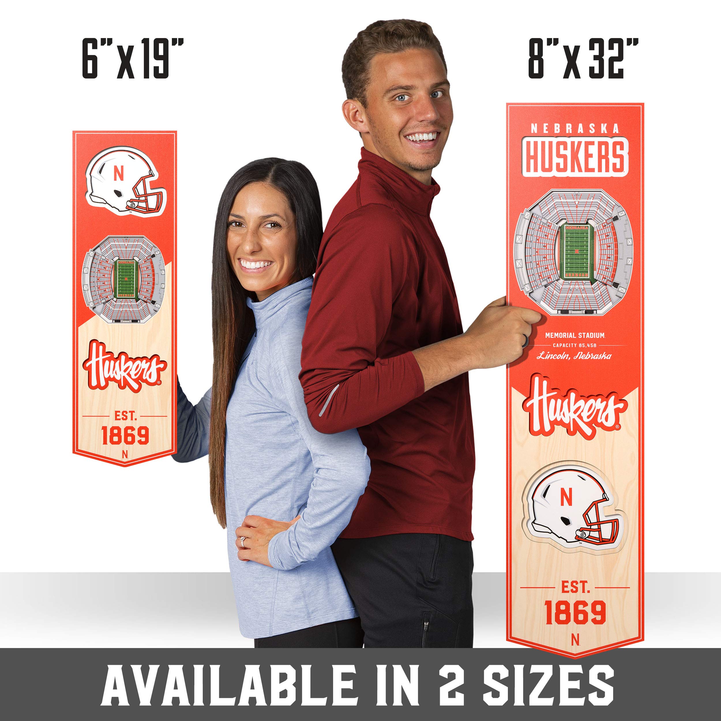YouTheFan NCAA Nebraska Cornhuskers 3D Stadium 8x32 Banner - Memorial Stadium - Sports Collectibles, Sports Memorabilia, Sports Fan Shop, Sports Gifts