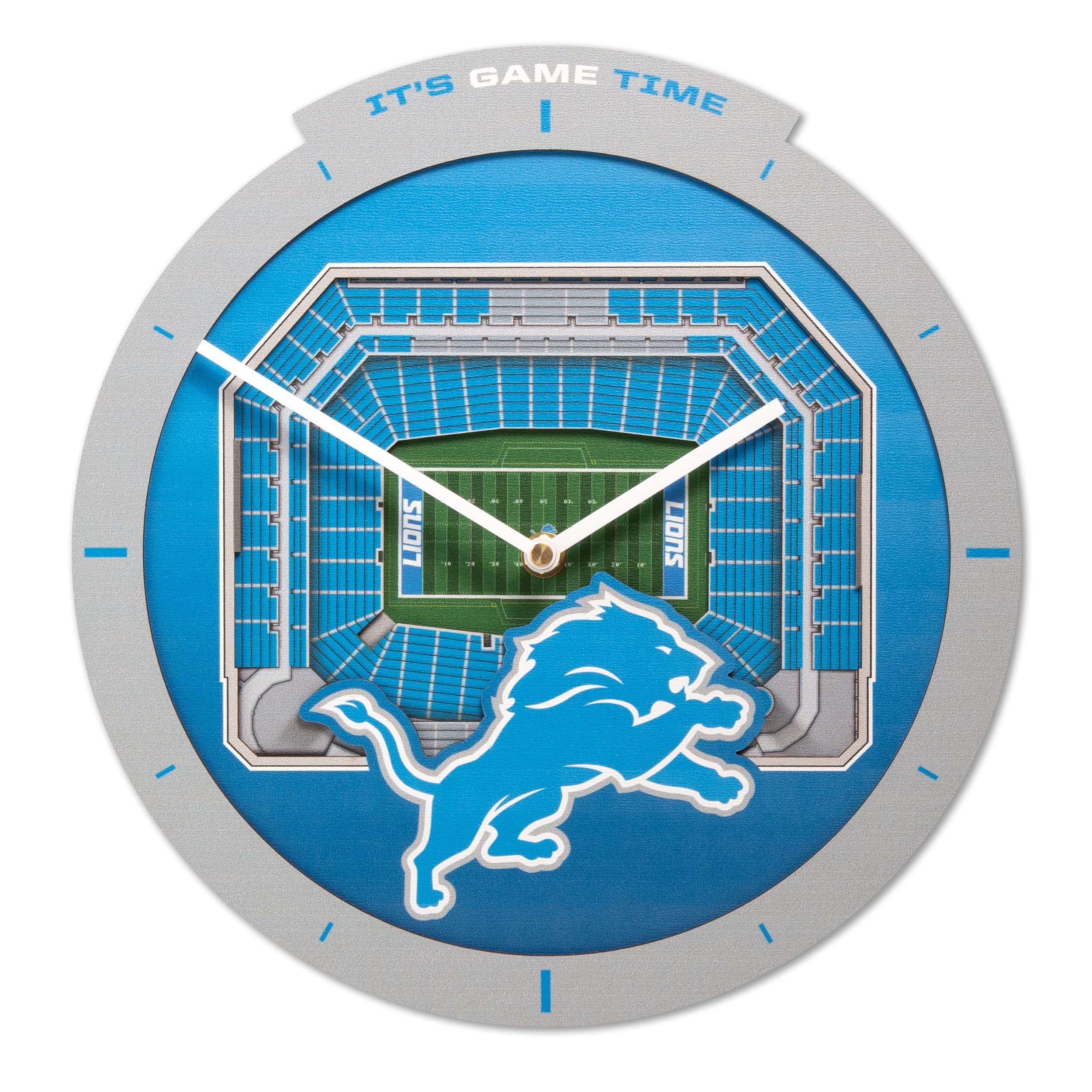 YouTheFan NFL Detroit Lions 3D StadiumView Clock - Sports Gifts, Sports Memorabilia, Sports Collectibles, Fan Shop
