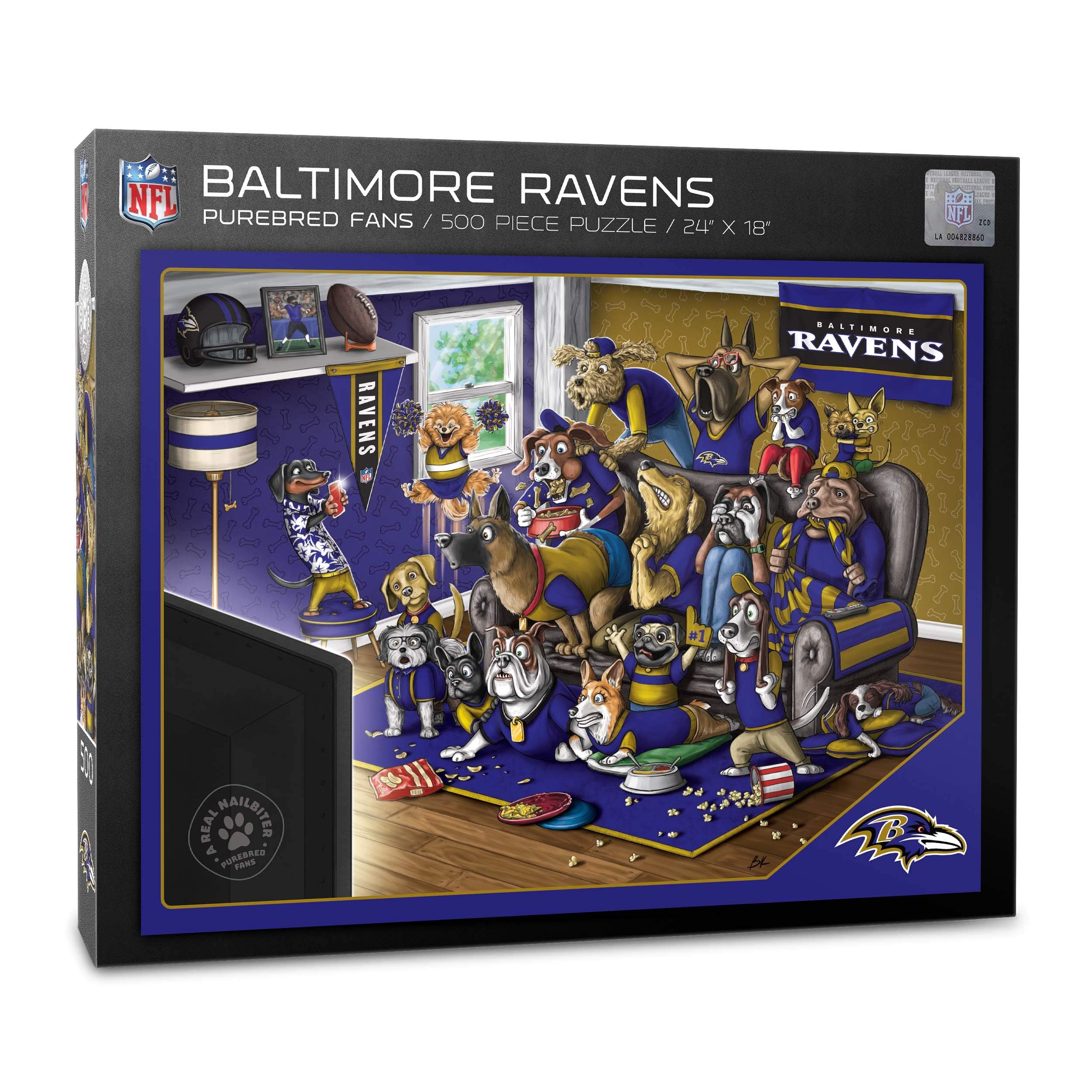 YouTheFan NFL Baltimore Ravens Purebred Fans 500pc Puzzle - A Real Nailbiter - Sports Collectibles, Sports Memorabilia, Sports Fan Shop, Sports Gifts