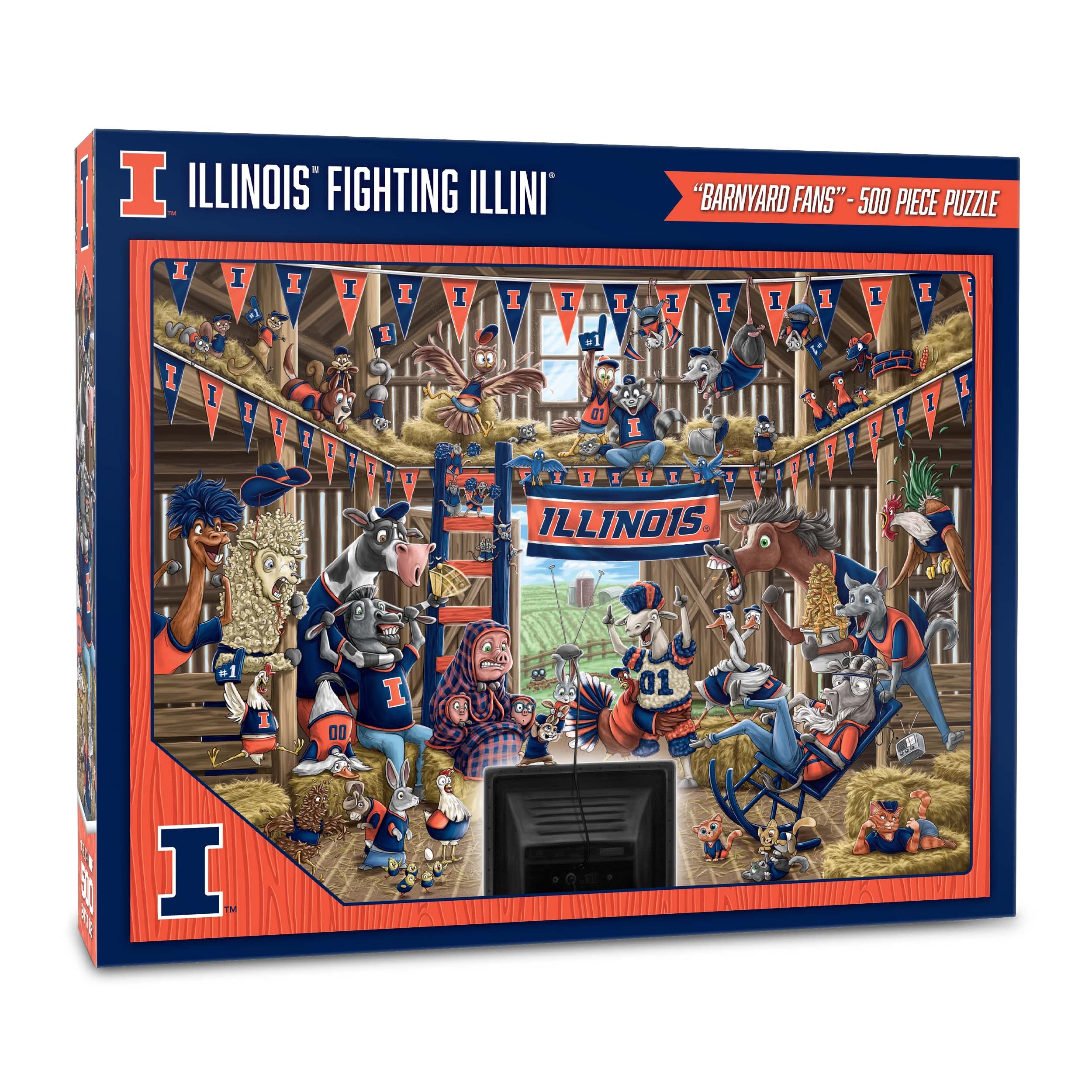 YouTheFan NCAA Illinois Fighting Illini Barnyard Fans 500pc Puzzle - Sports Collectibles, Sports Memorabilia, Sports Fan Shop, Sports Gifts