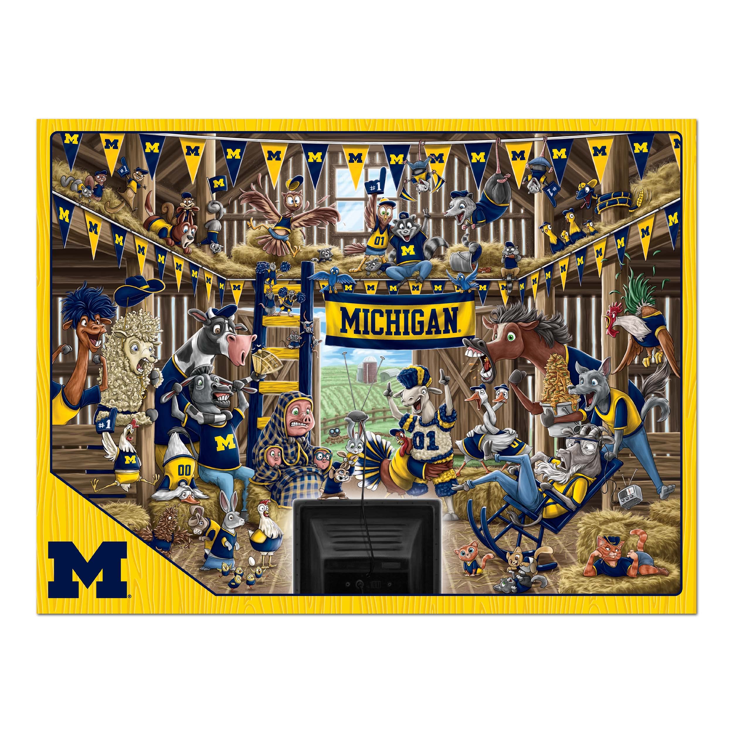 YouTheFan NCAA Michigan Wolverines Barnyard Fans 500pc Puzzle - Sports Collectibles, Sports Memorabilia, Sports Fan Shop, Sports Gifts