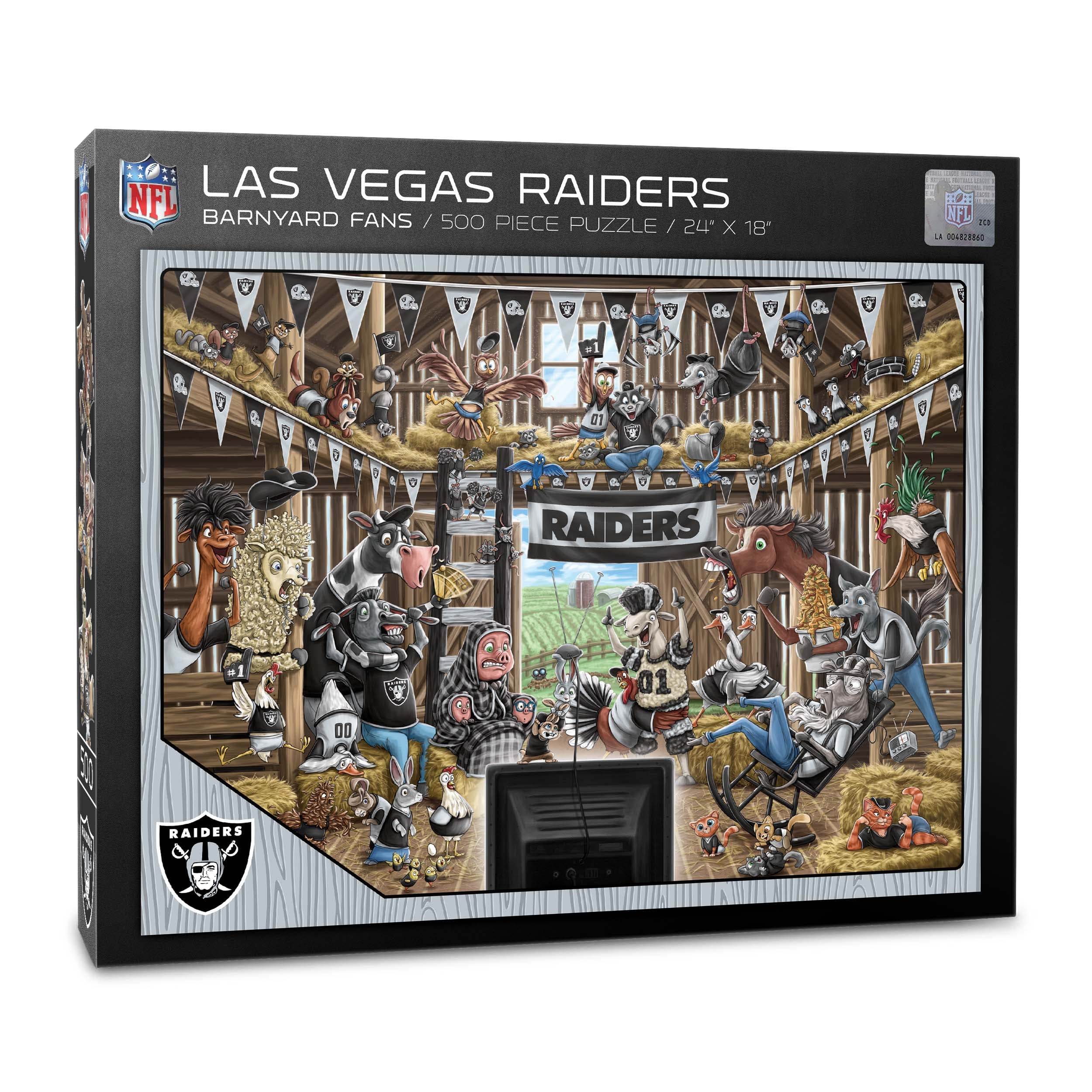 YouTheFan NFL Las Vegas Raiders Barnyard Fans 500pc Puzzle - Sports Collectibles, Sports Memorabilia, Sports Fan Shop, Sports Gifts
