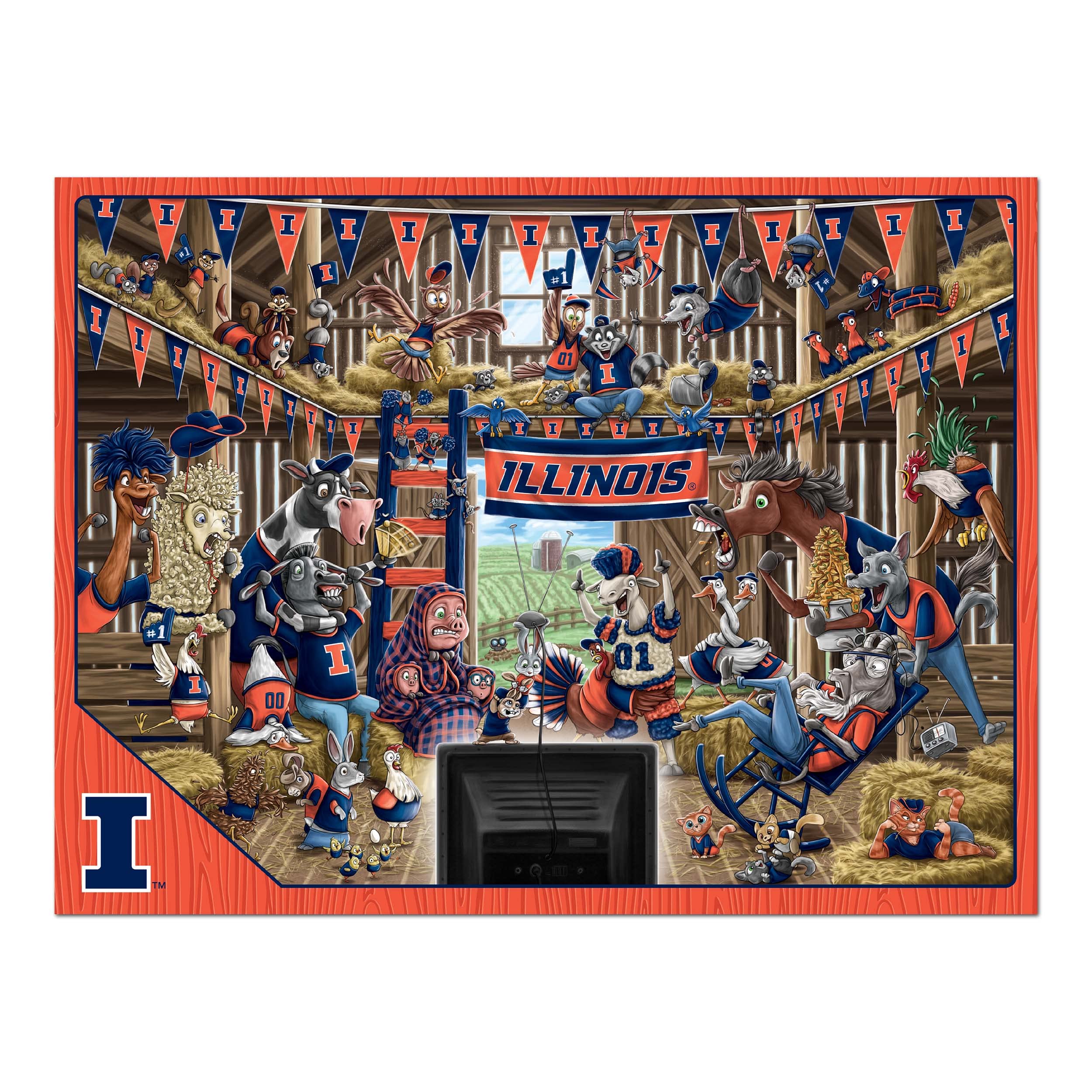 YouTheFan NCAA Illinois Fighting Illini Barnyard Fans 500pc Puzzle - Sports Collectibles, Sports Memorabilia, Sports Fan Shop, Sports Gifts