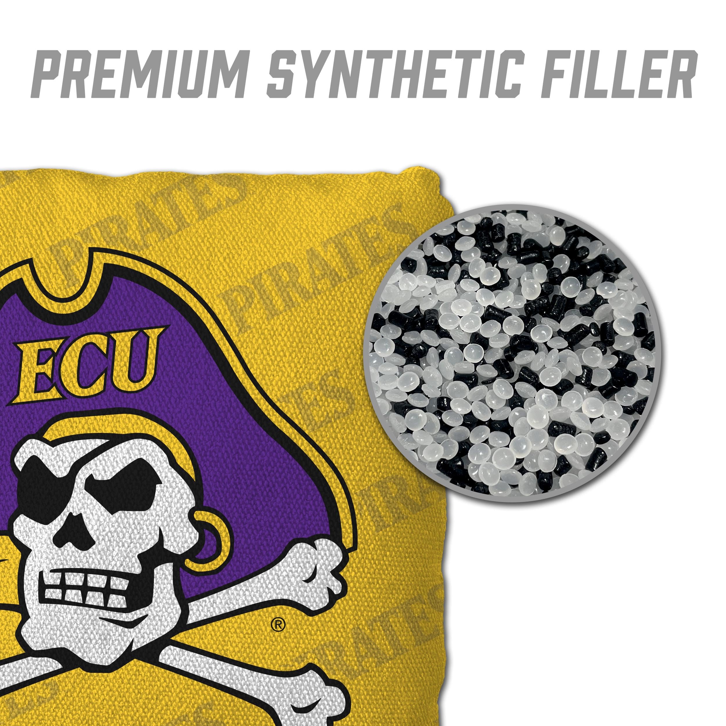 YouTheFan NCAA East Carolina Pirates Cornhole Bags - 4PK - Yellow - Sports Collectibles, Sports Memorabilia, Sports Fan Shop, Sports Gifts